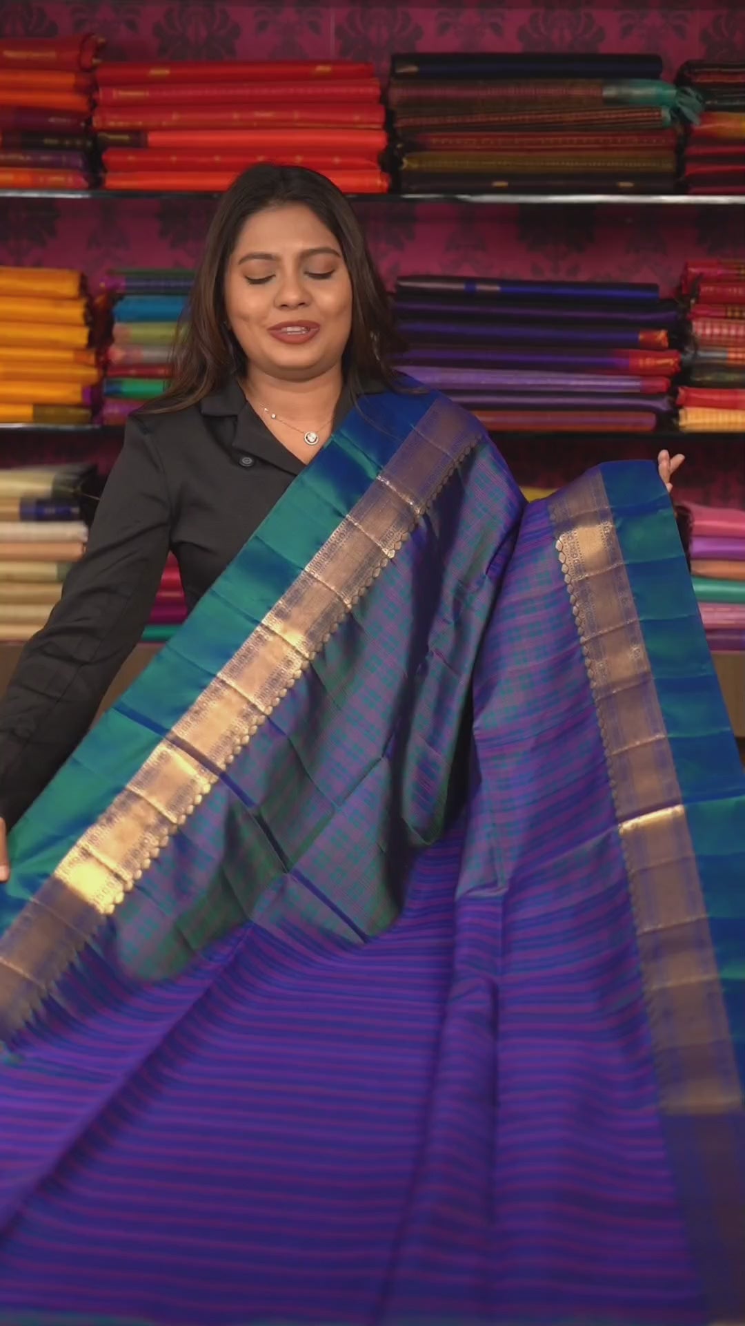 Mayil Kazhuthu Blue With Pink Pure Soft Silk Saree