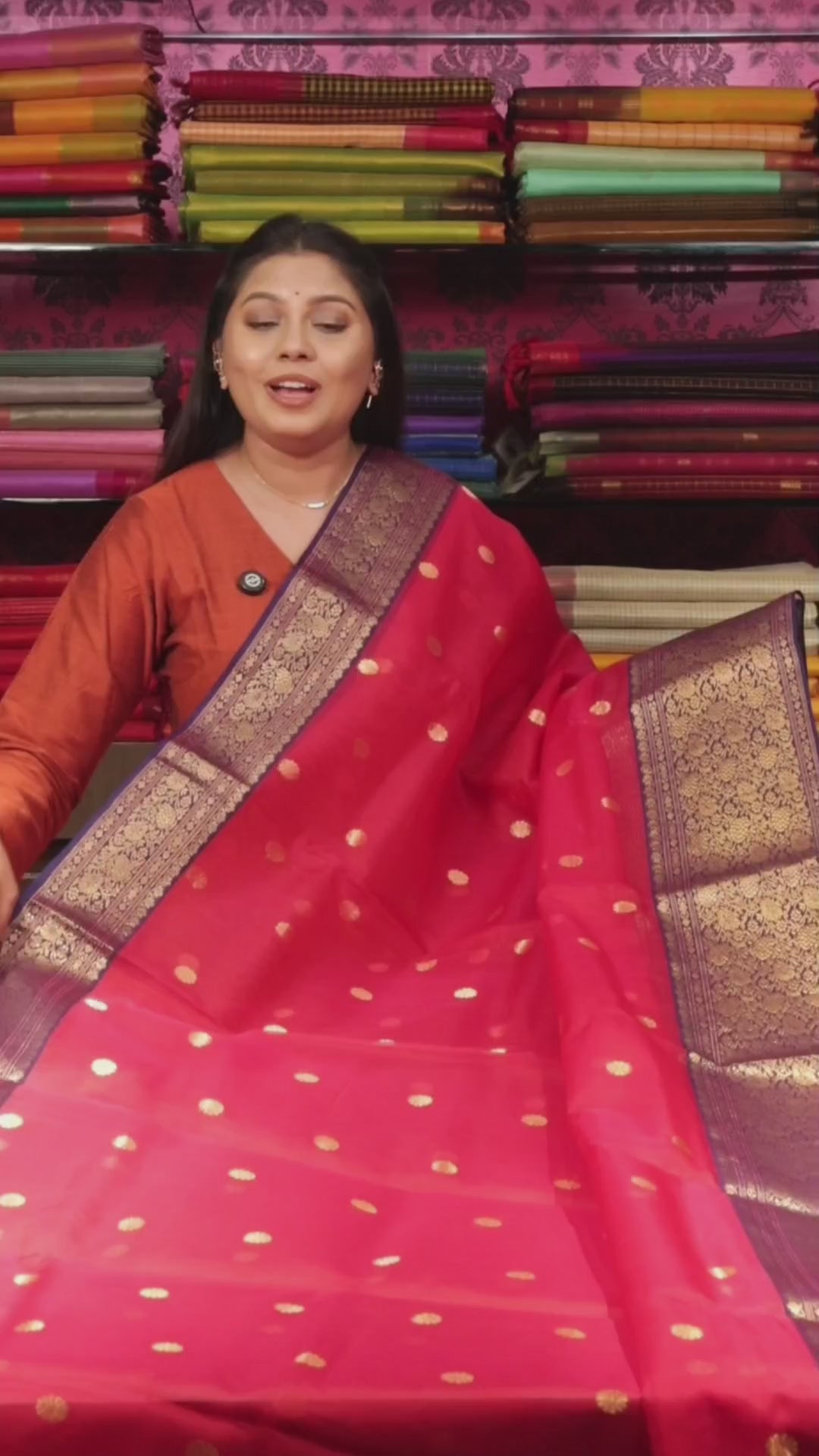 Chilly Red Chanderi Katan Silk Handloom Saree