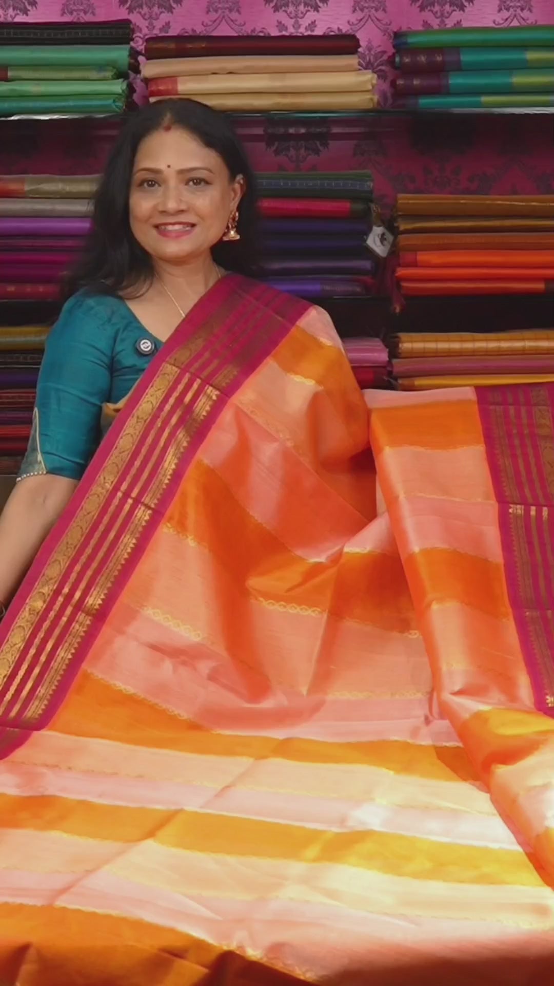 Multi Color With Varisapet Purple Border Pure Silk Cotton Saree