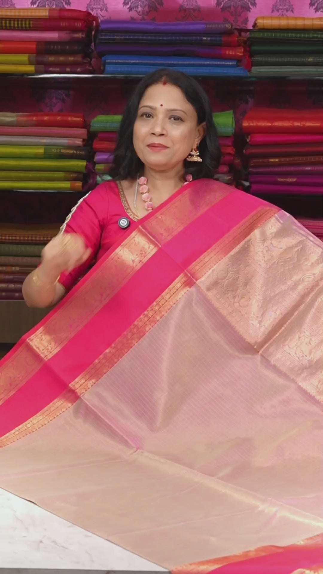 Baby Pink With Rani Pink Payadi Chettinad Silk Cotton Saree