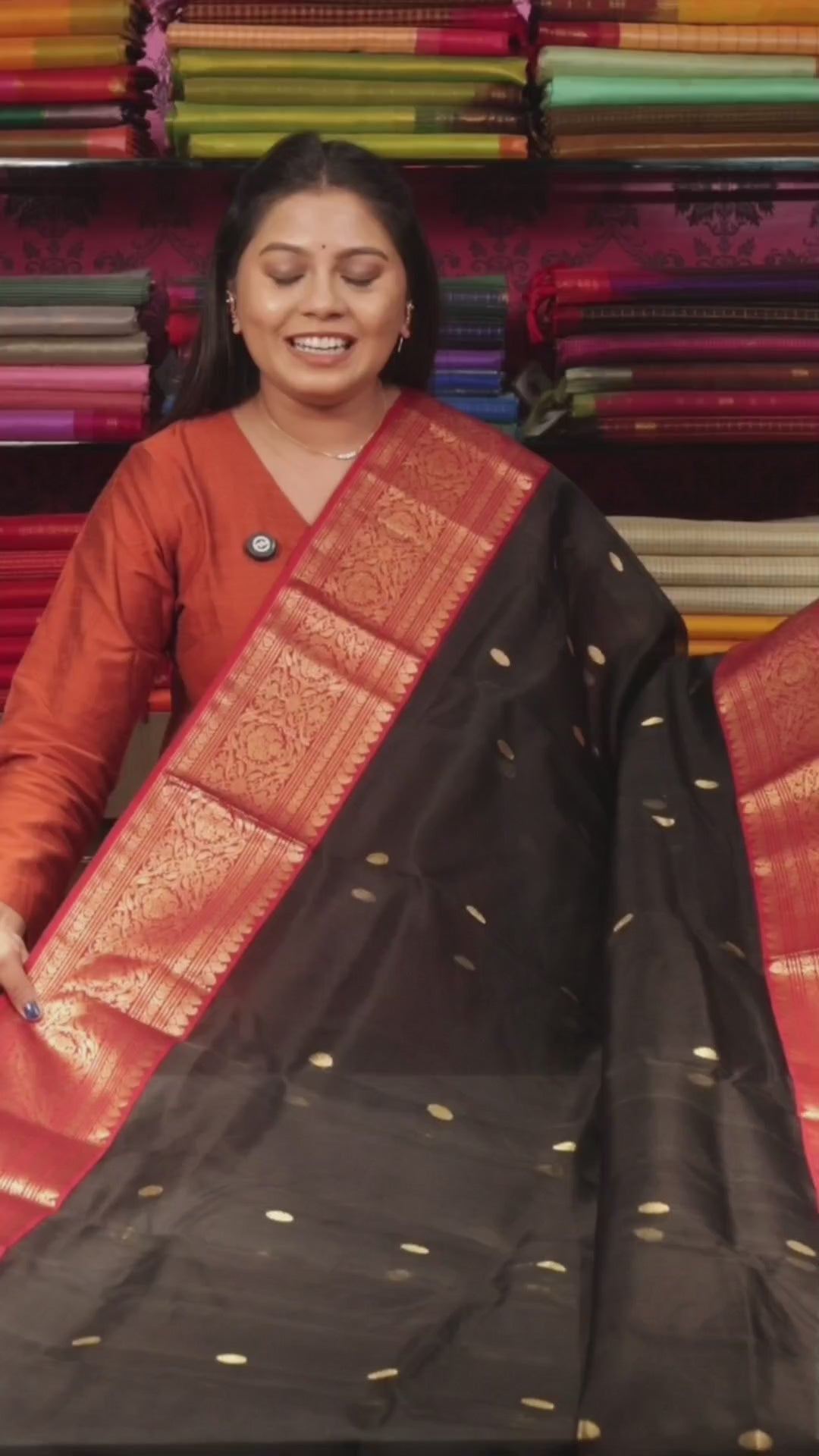 Black With Red Border Chanderi Katan Silk Handloom Saree