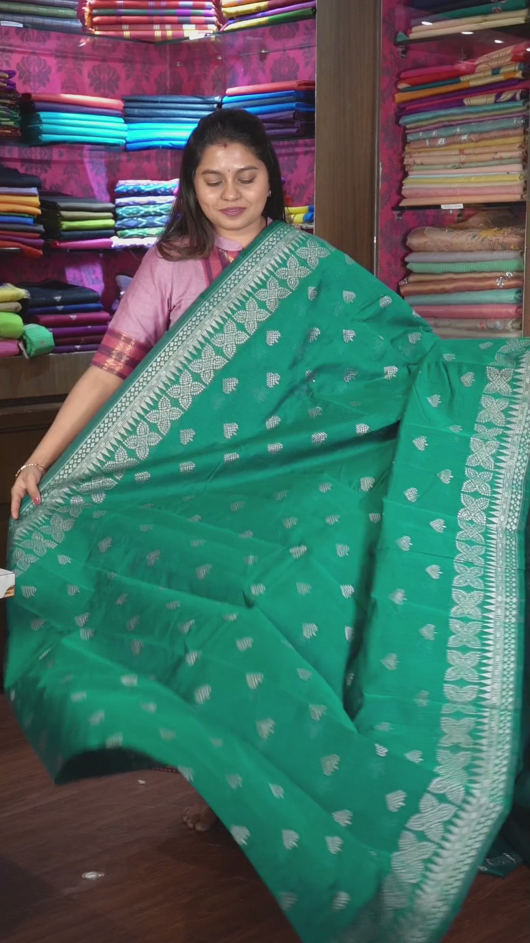 Sea Green Semi Silk Cotton Saree