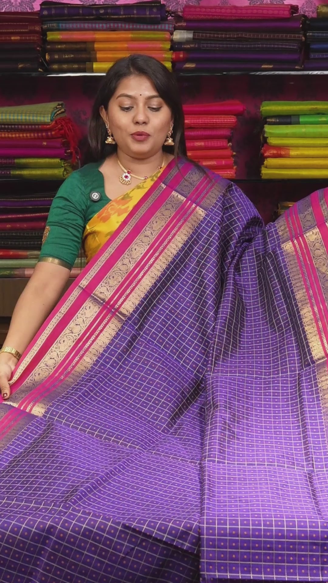 Violet With Pink Chettinad Silk Cotton Saree