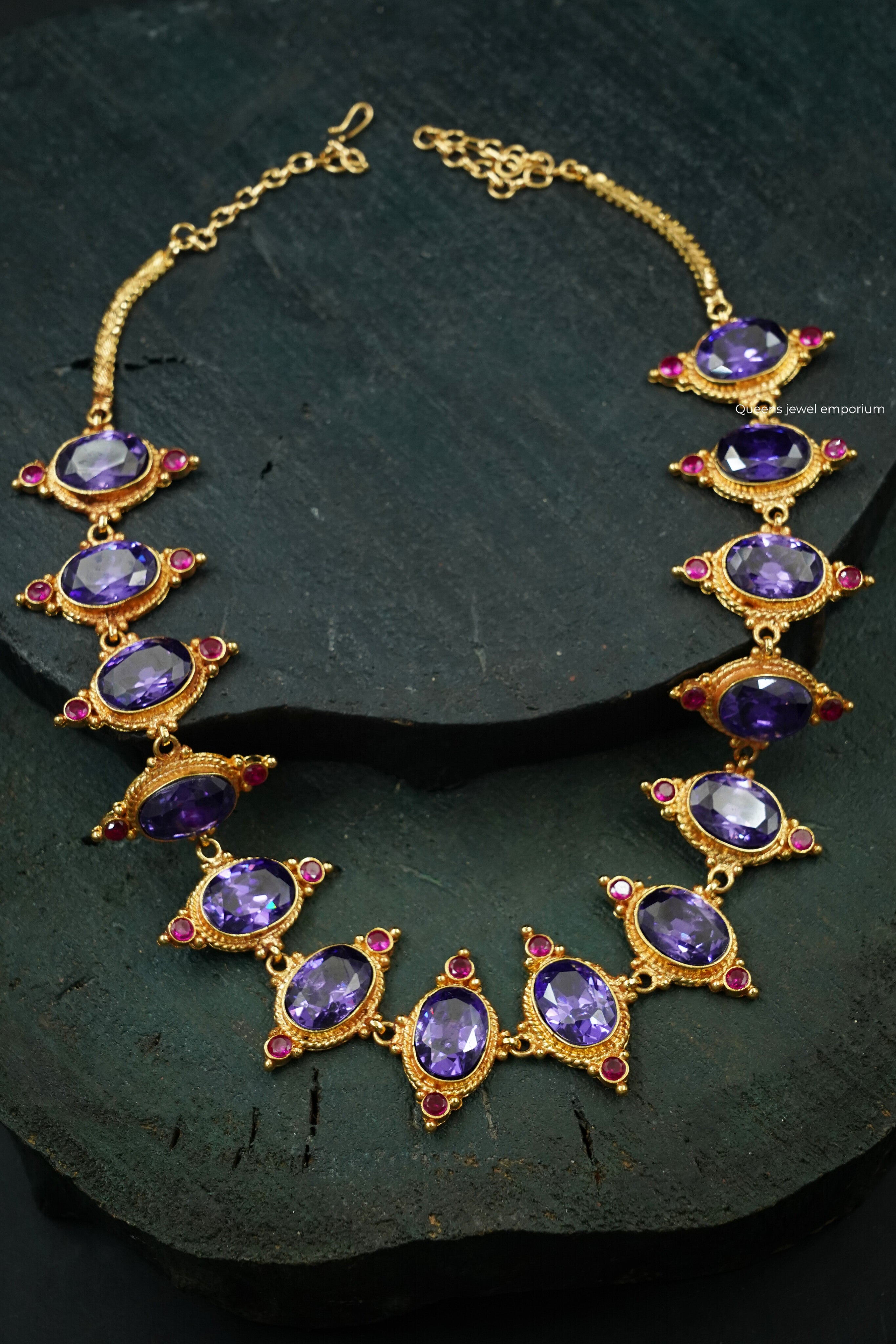 Grand violet statement haram-Purple stone occasion jewellery