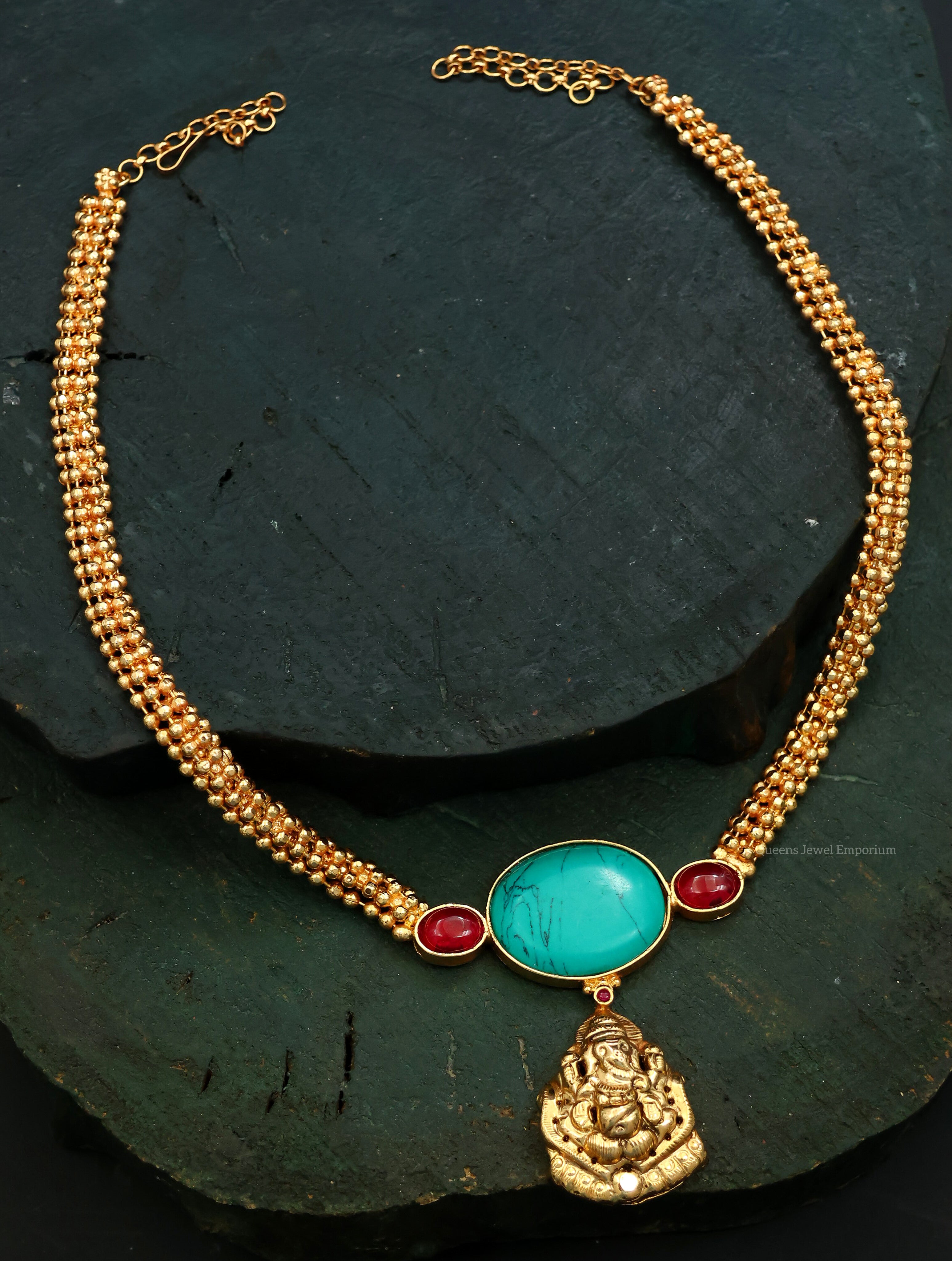 Oval turquoise stone pendant-Traditional god pendant with turquoise stone