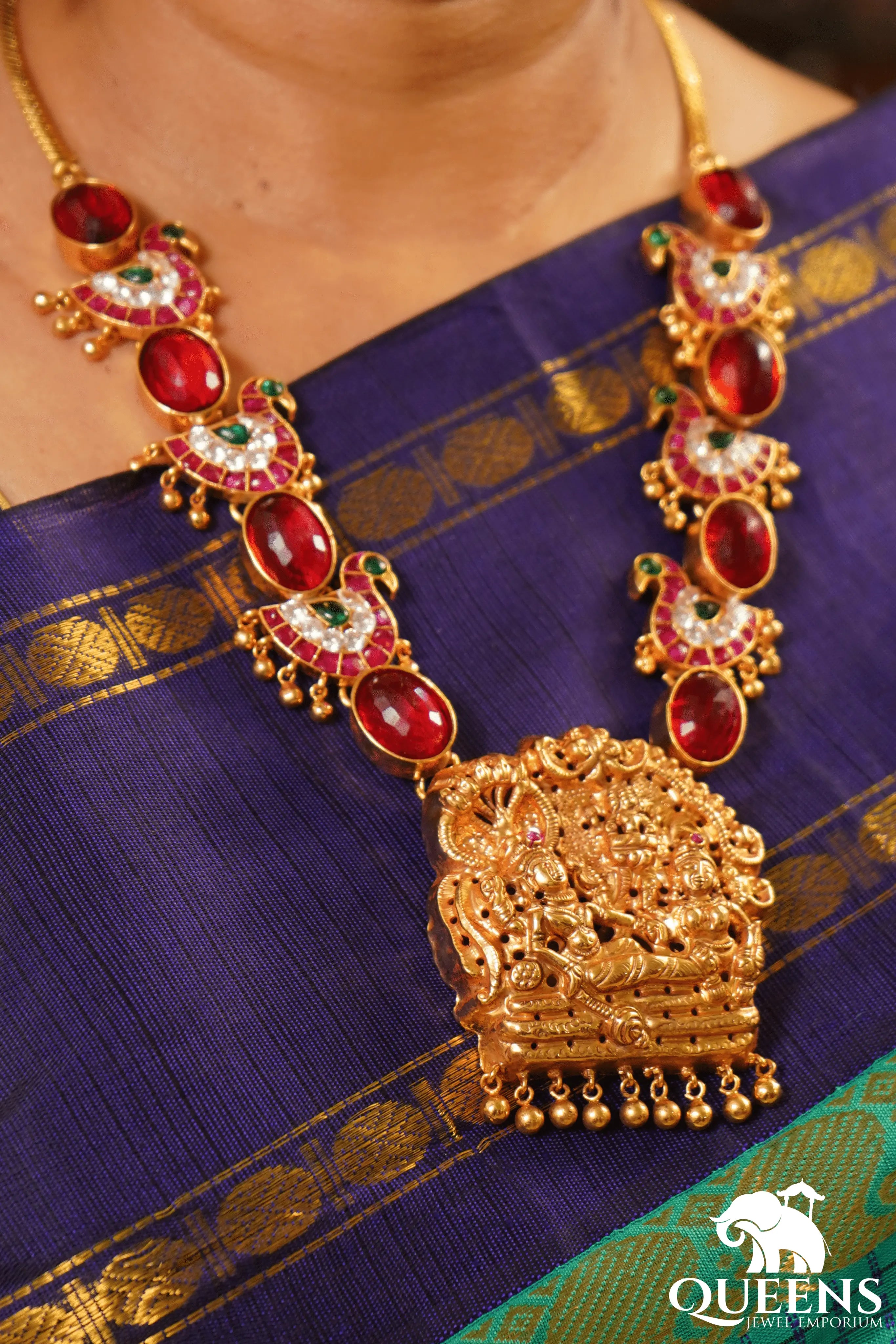 Temple design haram-Designer god pendant haram