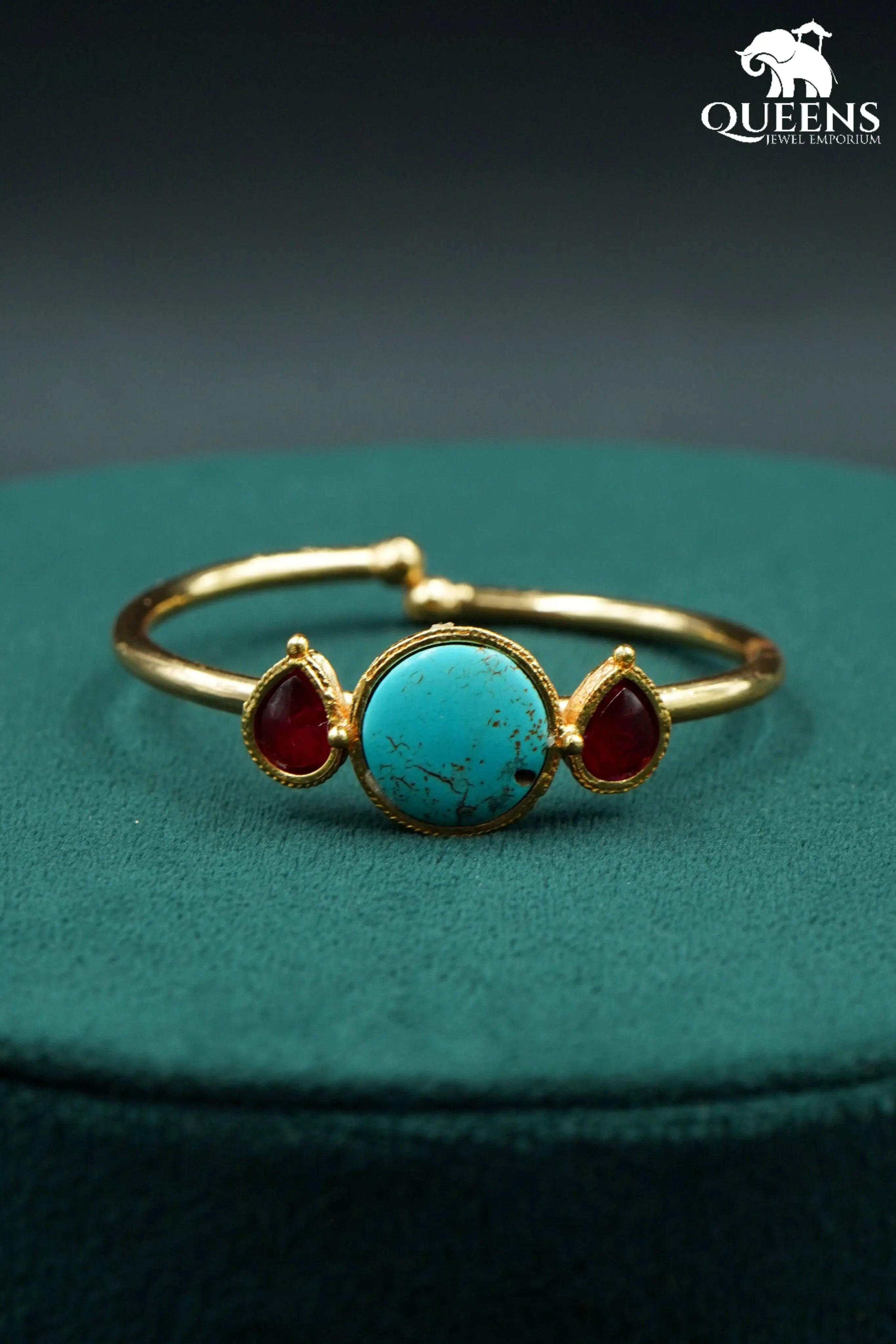 Plain round turquoise kada-Designer turquoise stone kada