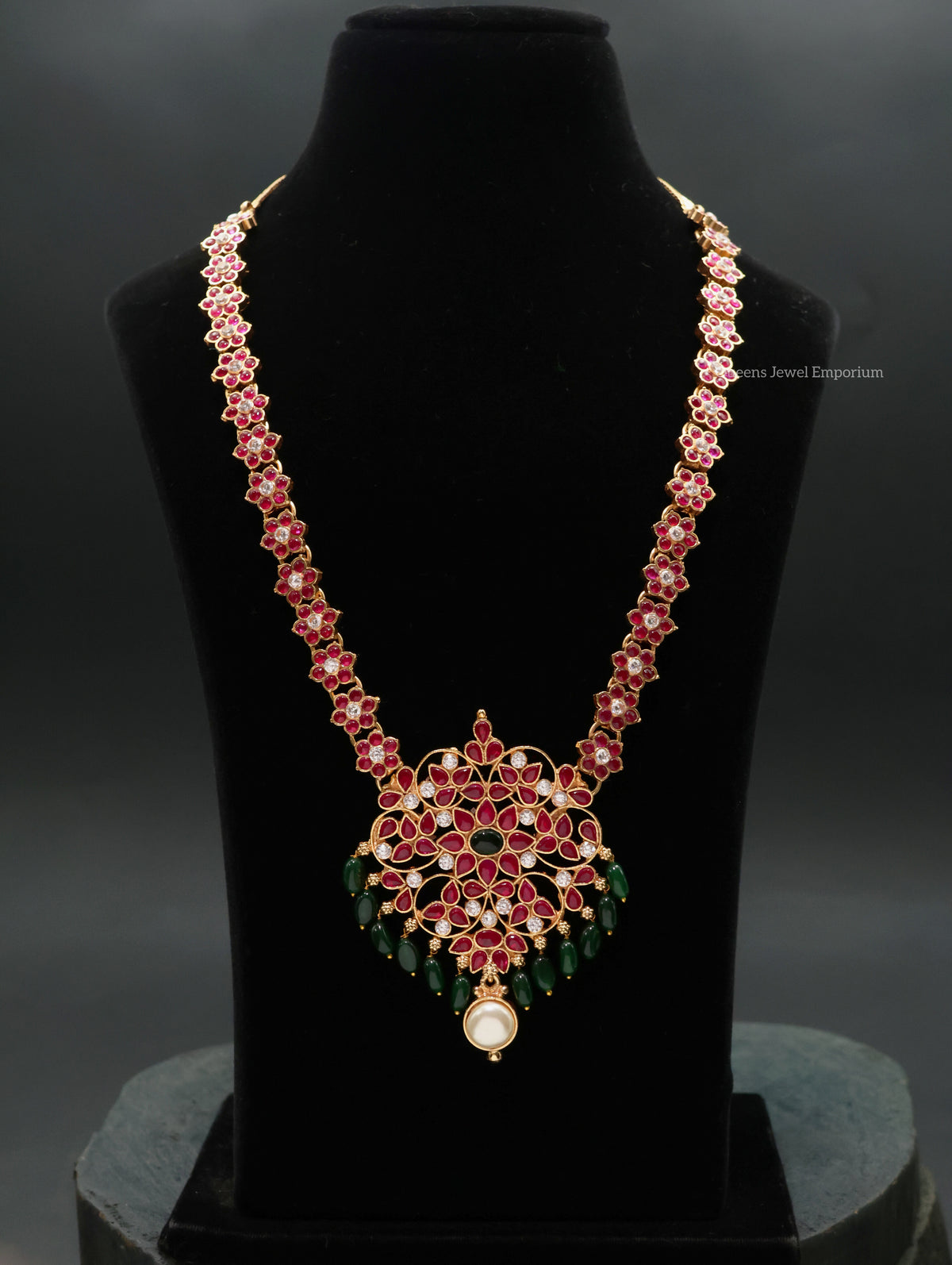 Haram with red florals-Reception haram with red stones