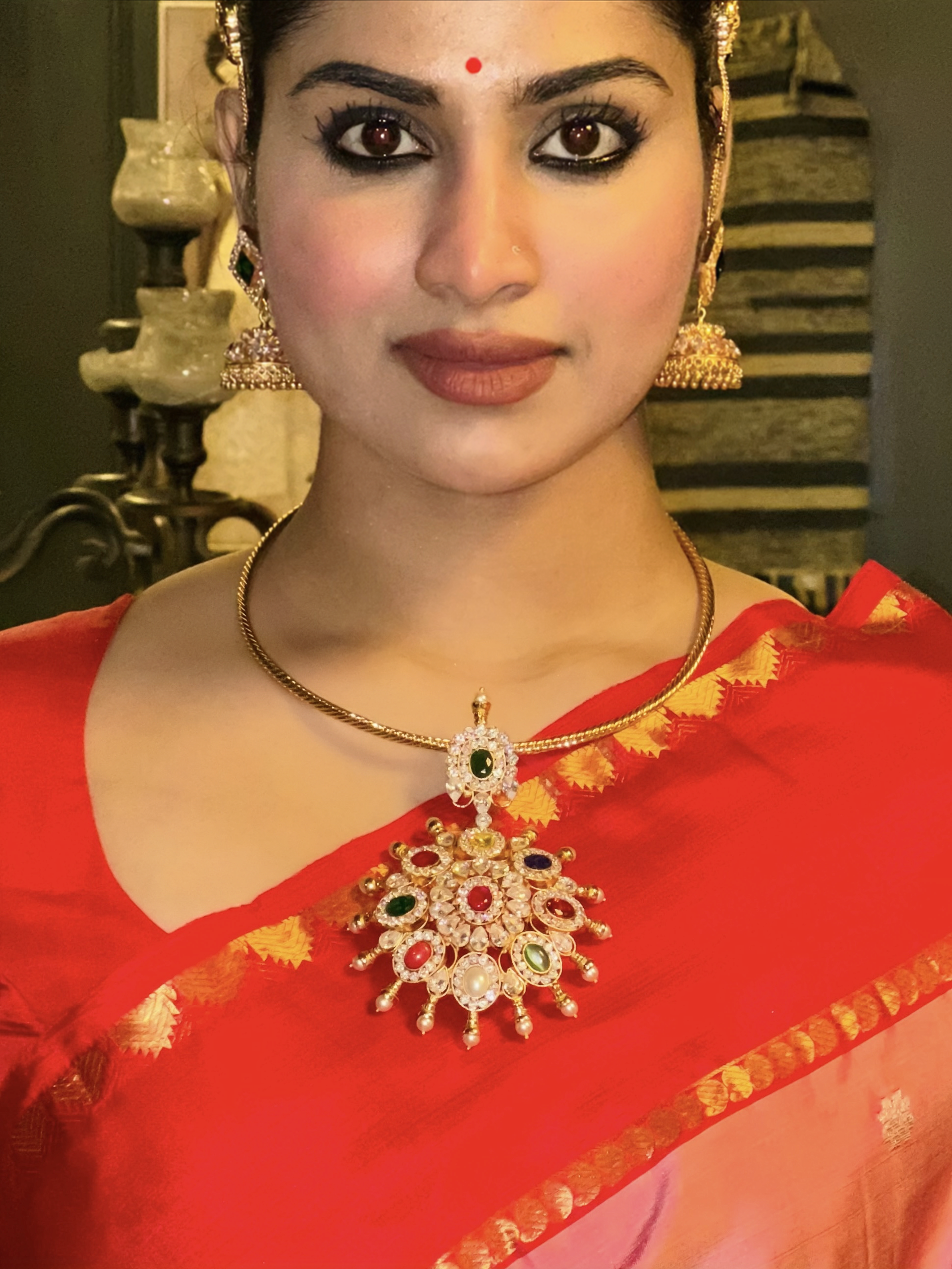 Shivani navaratna stones pendant-Grand white stones pendant