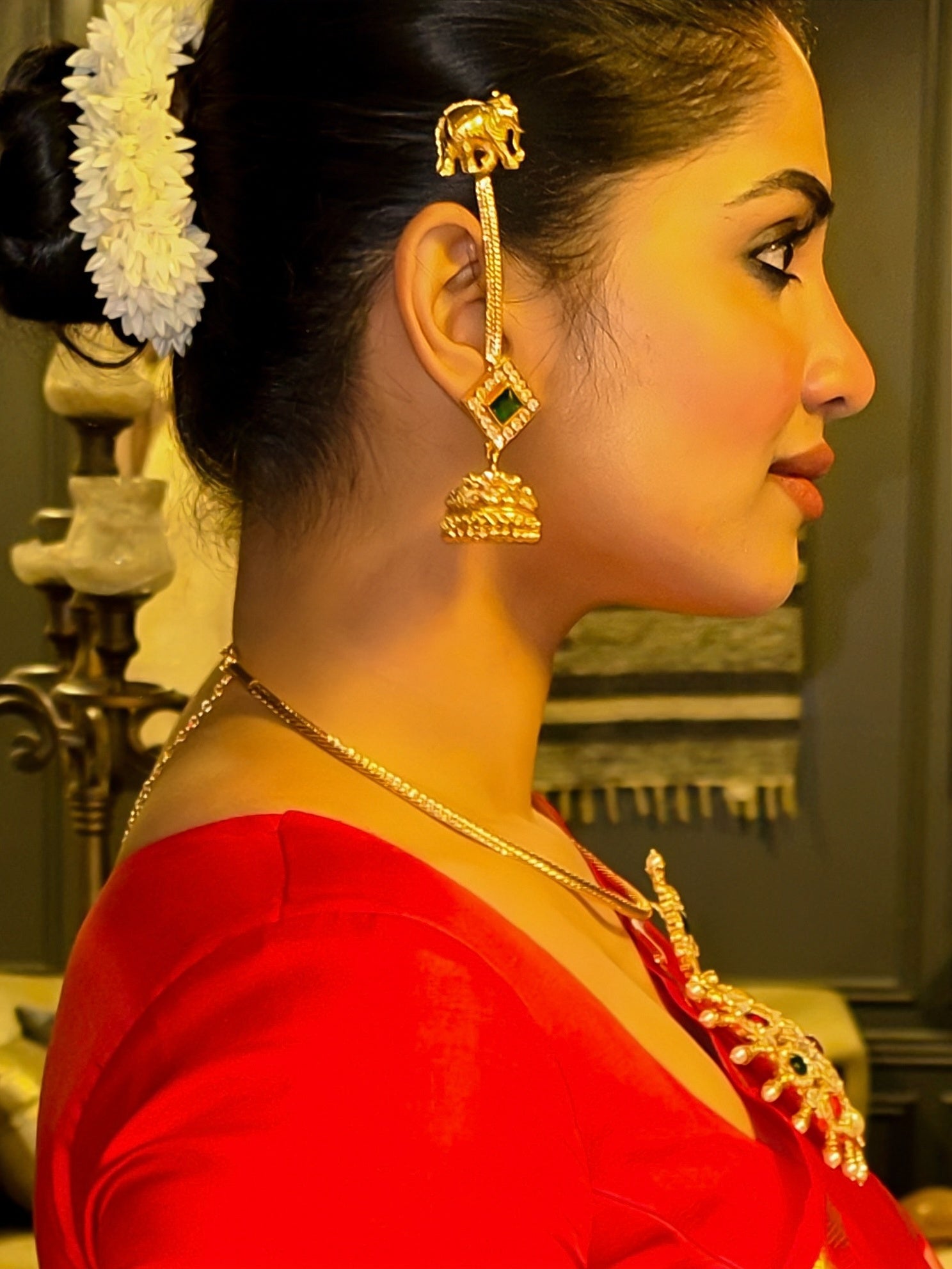 White zircon jhumka-Celebrity's inspired white jhumka