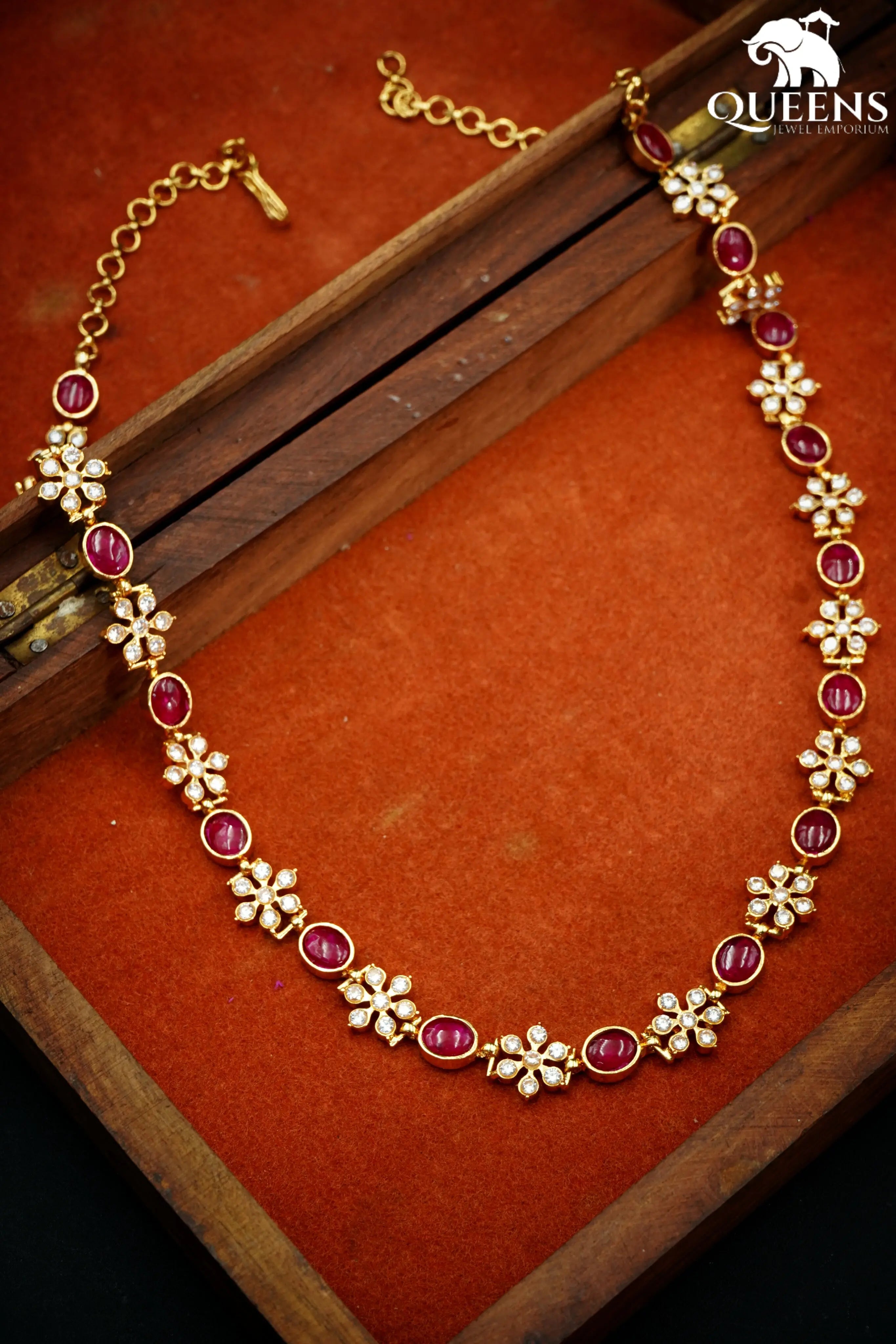 Elegant south indian haram-Floral stone reception haram