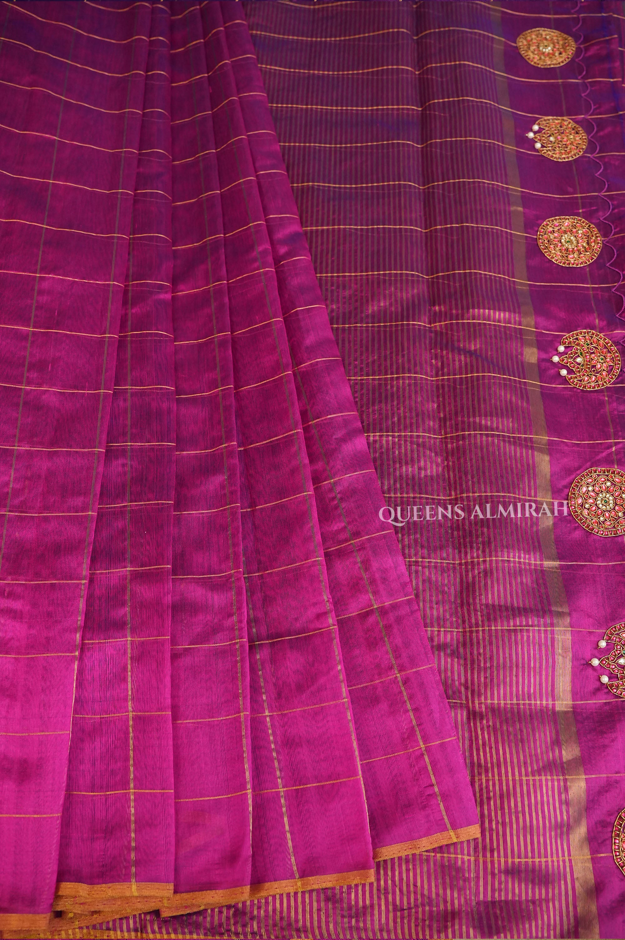 Purple Chandran Suriyan Designer Pure Chanderi Silk Saree