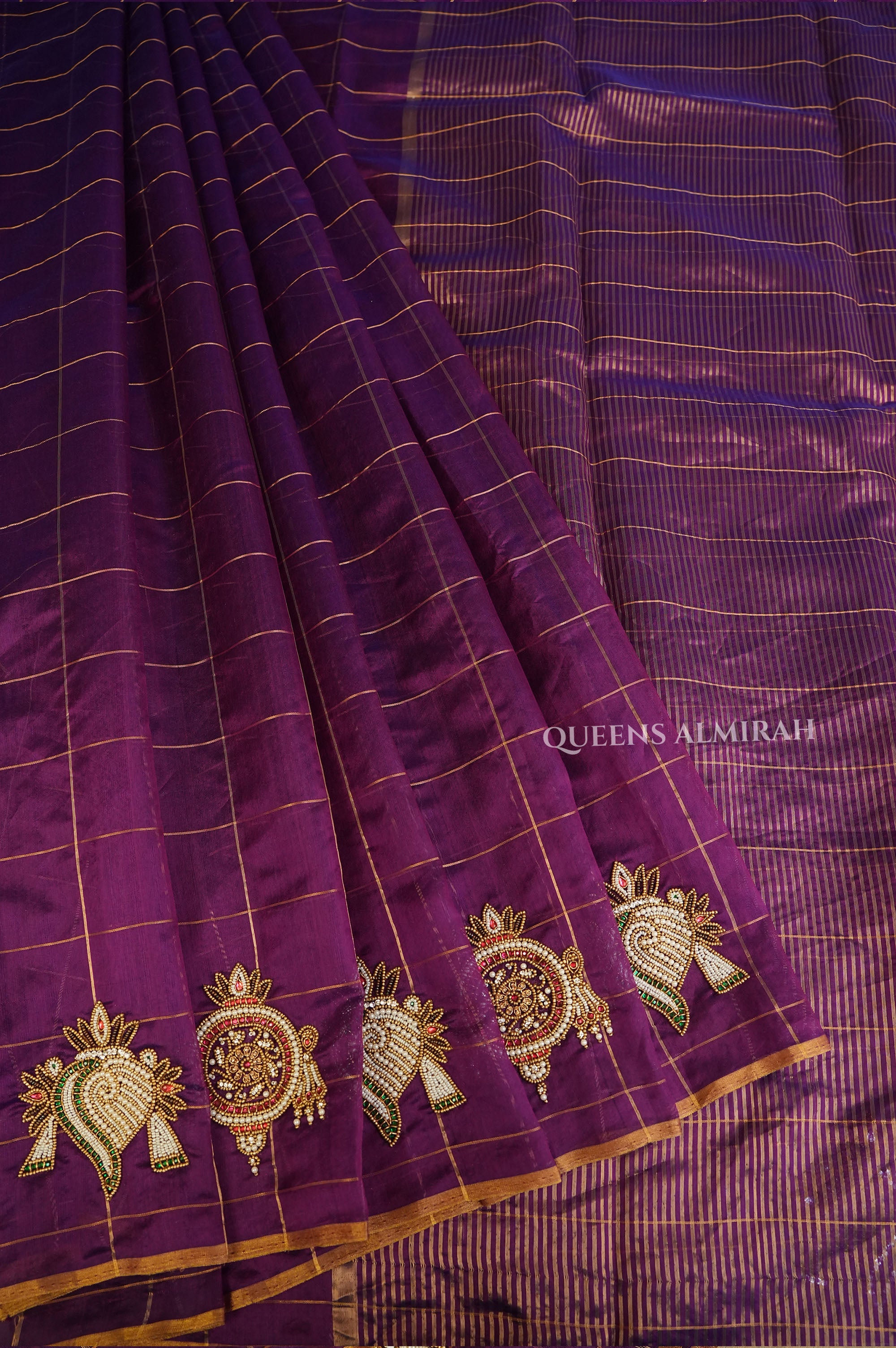 Purple Venkatathiri Katan Chanderi Silk Saree