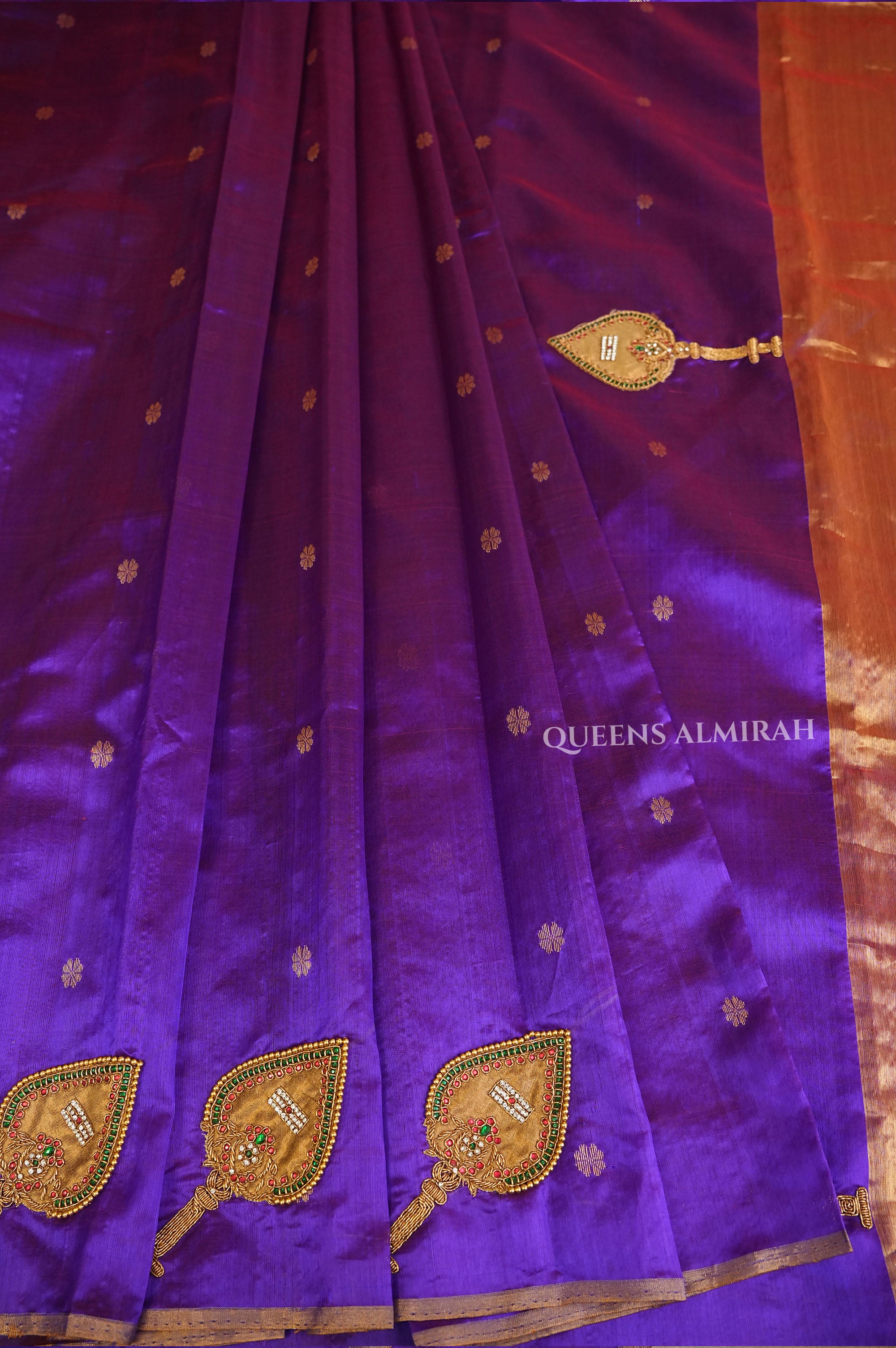 Purple Singaravelan Katan Chanderi Silk Saree