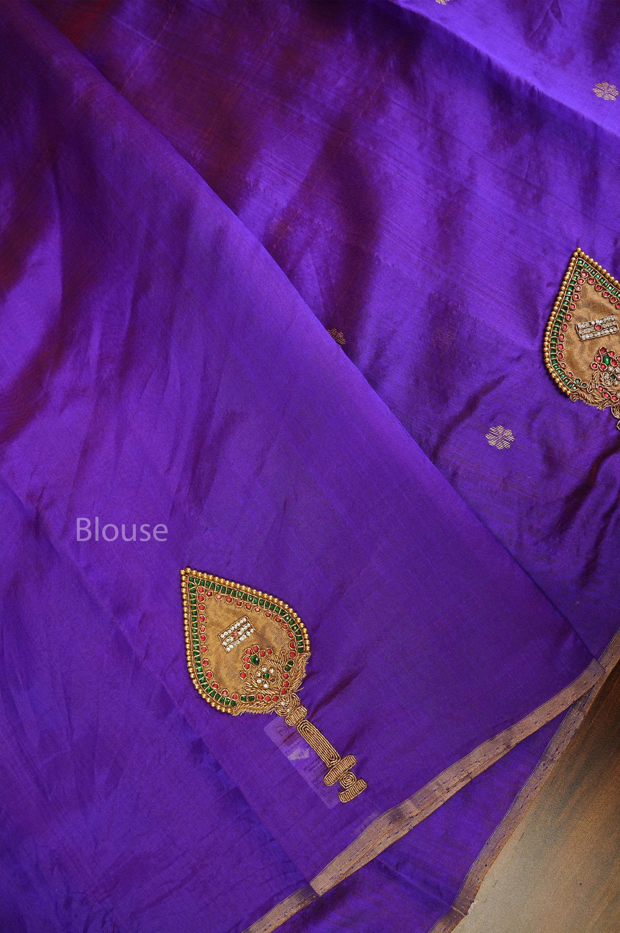 Purple Singaravelan Katan Chanderi Silk Saree