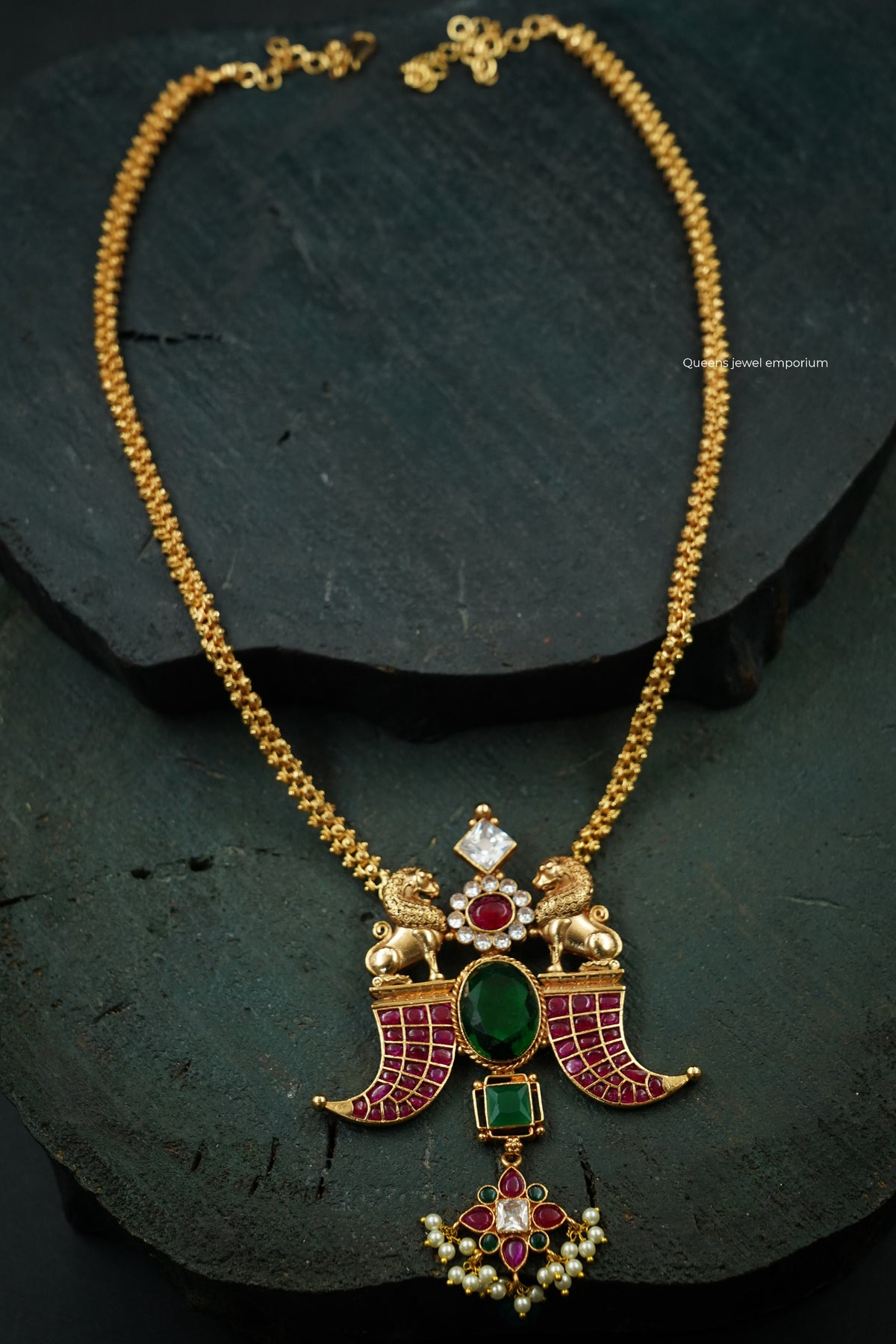 Green cut stone jewellery-Nagas lion jewellery