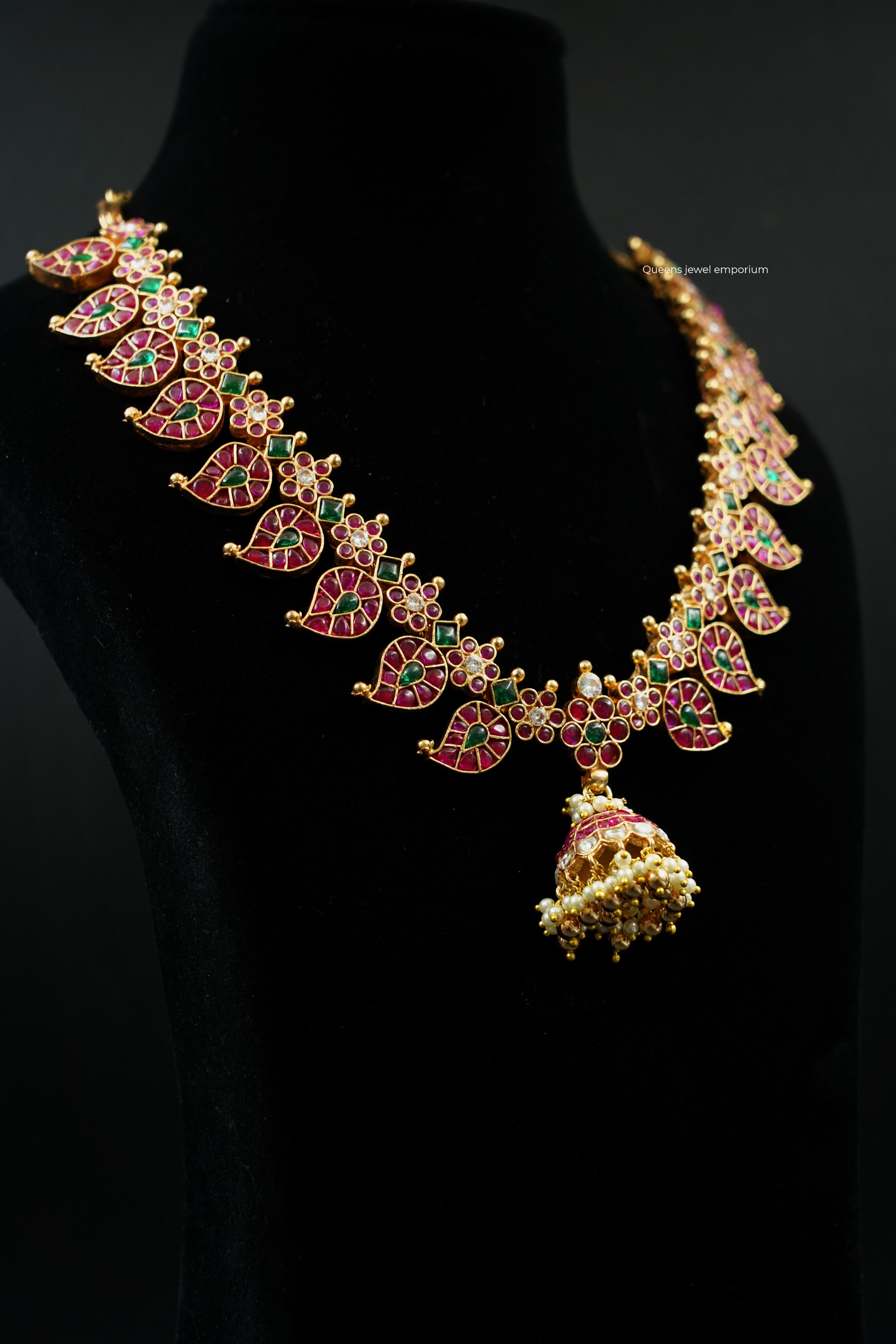 Red green stone jewellery-Heritage kemp statement necklace