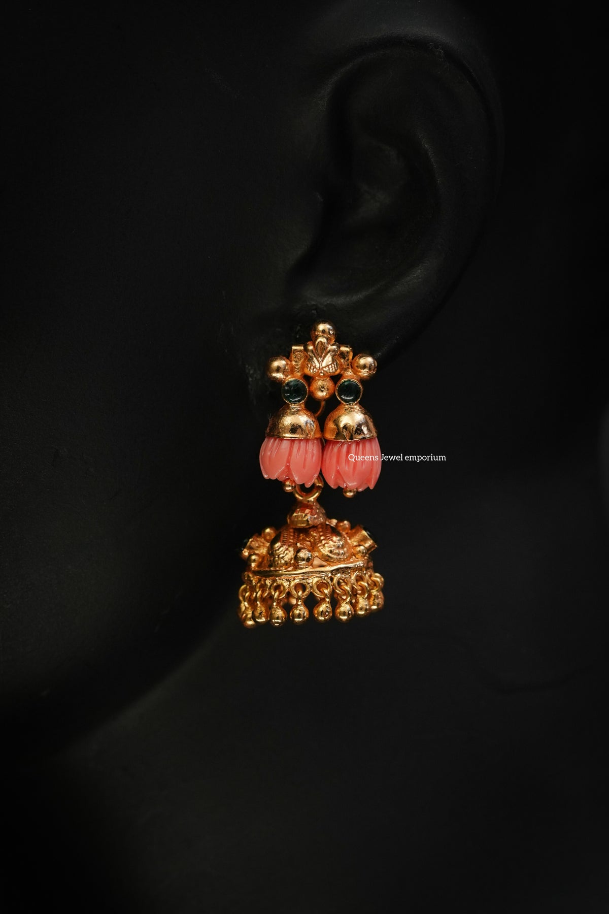 Floral buds necklace set-Coral stone jewellery 