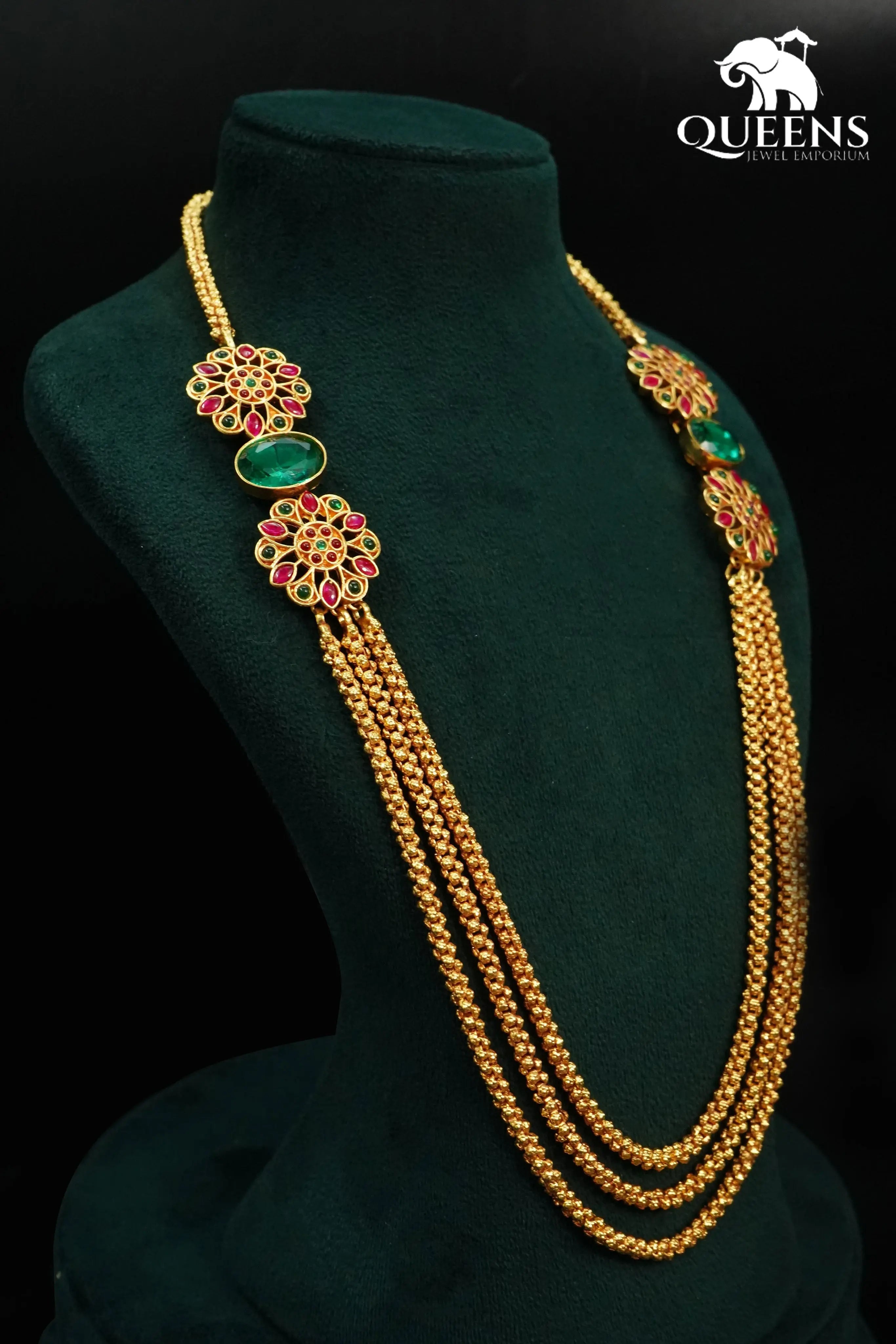 Sea green stones jewellery-Layered haram