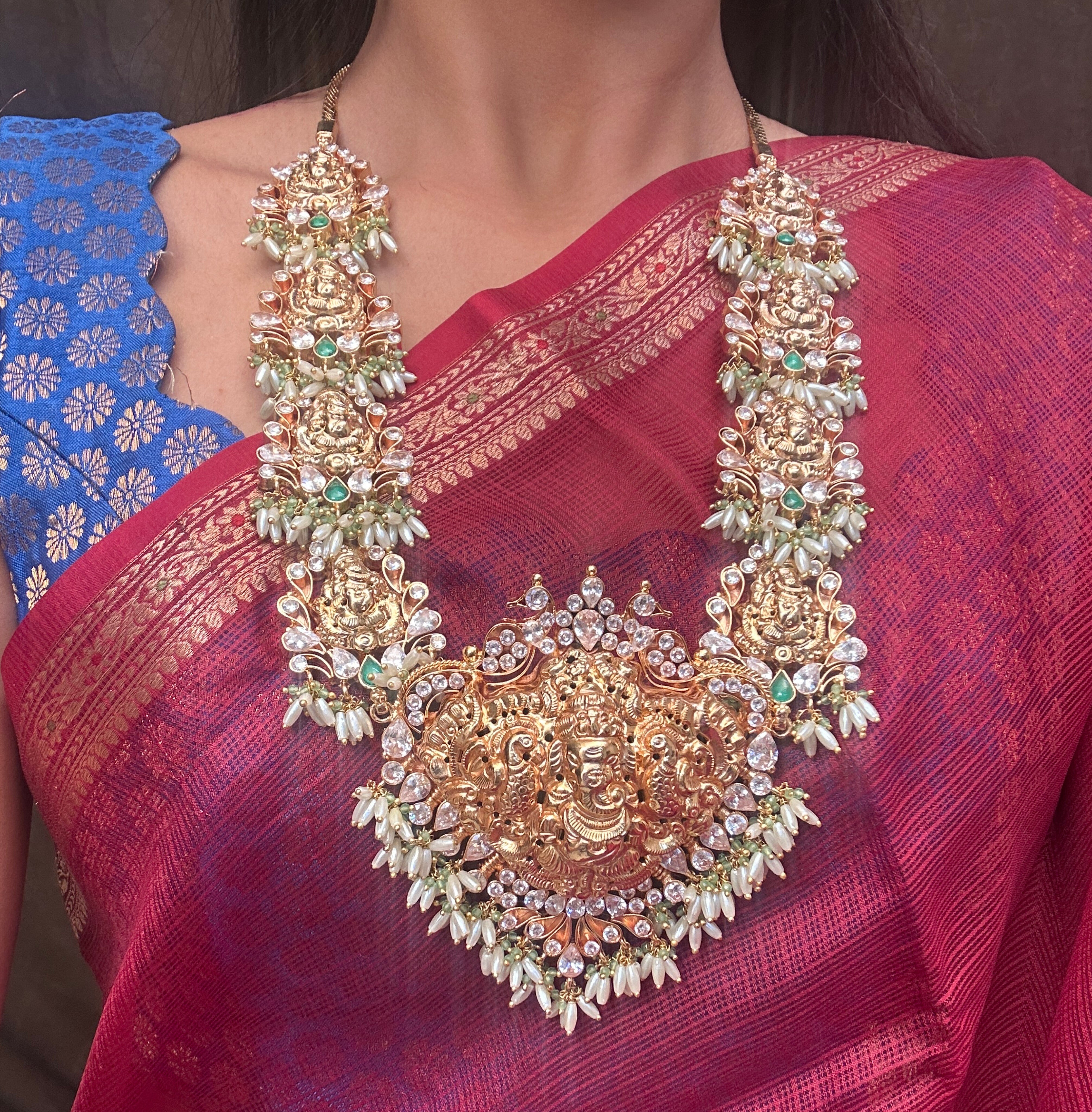 Nagas vinayaga zircon haram-God motif bridal haram