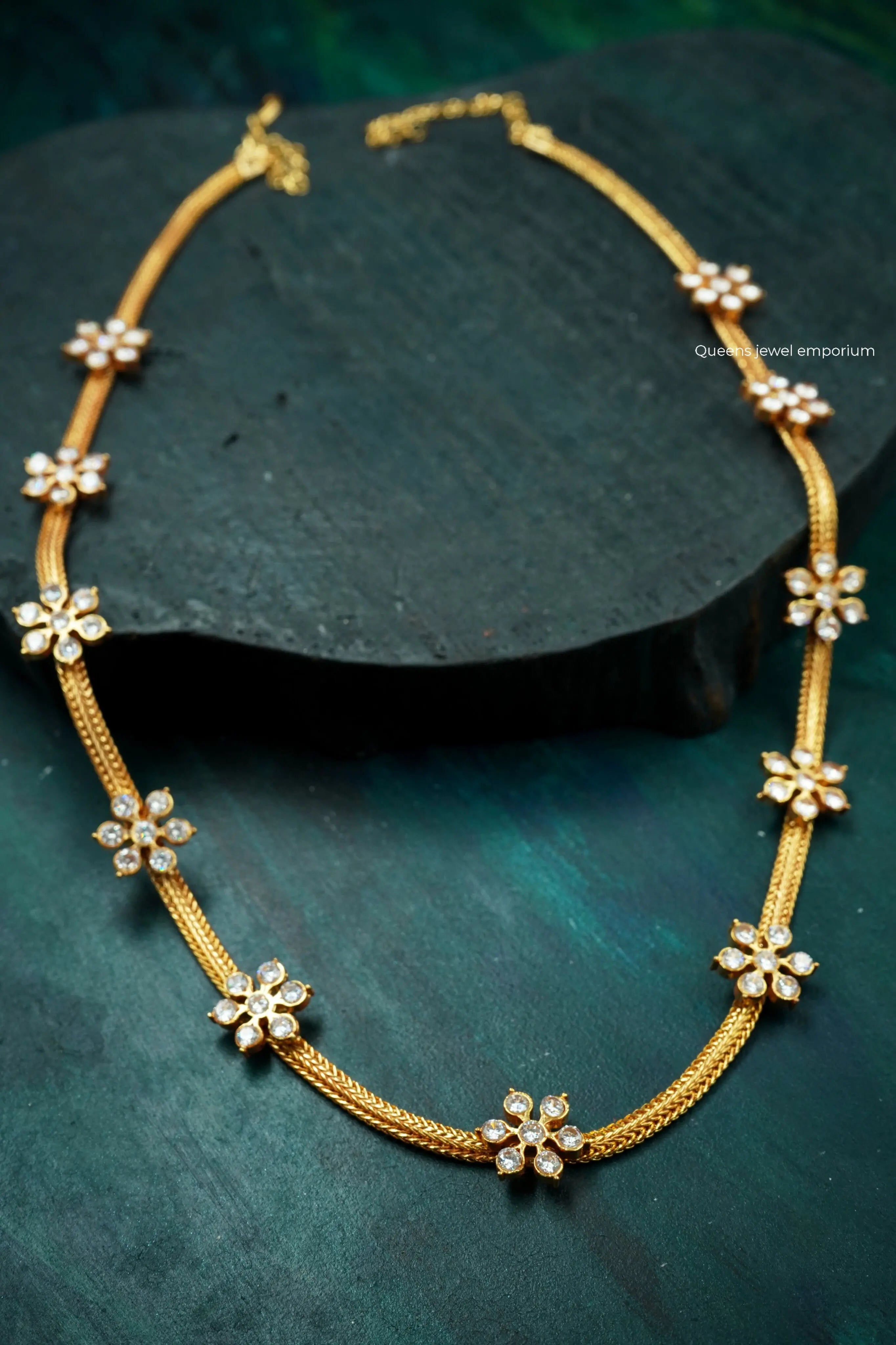Floral motif haram-Occasional white stone jewellery
