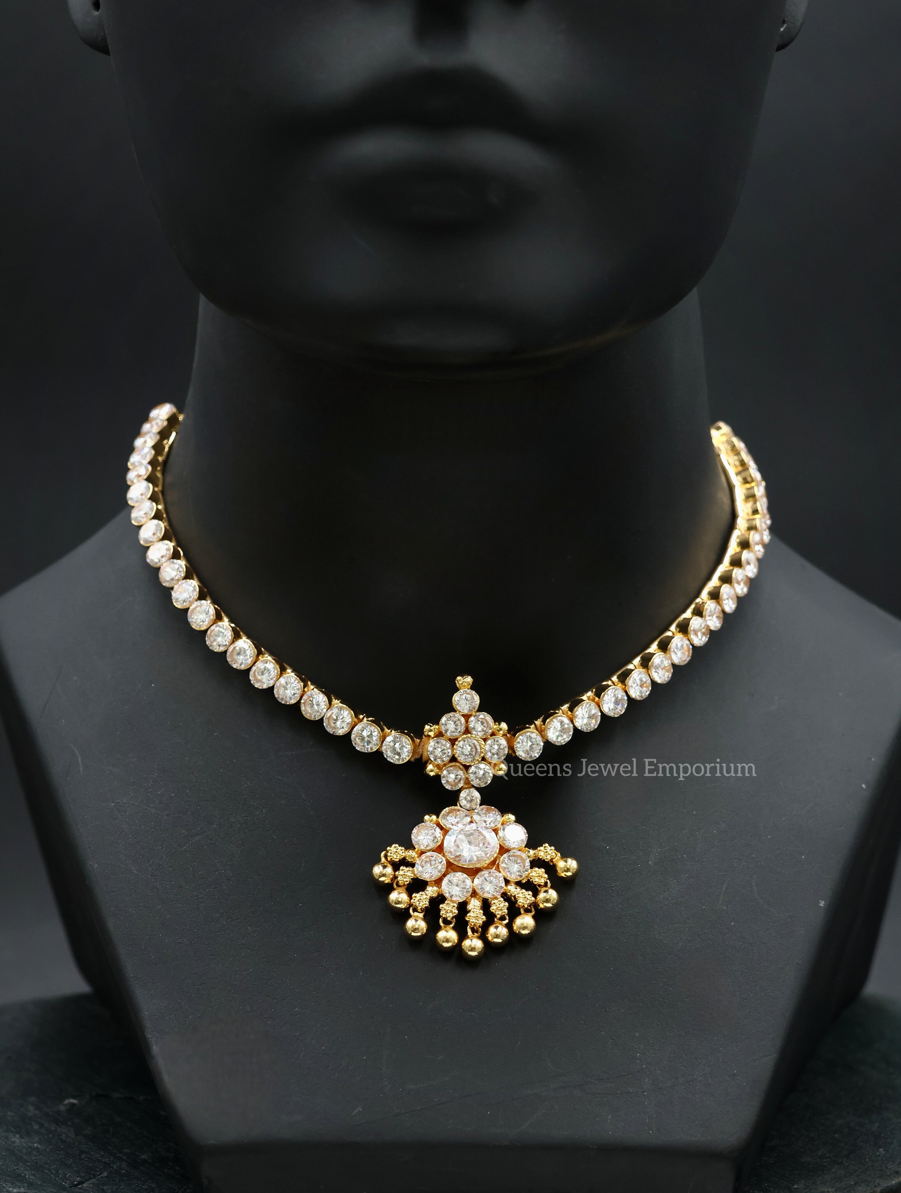 Adigai with white zircon stone-White stone adigai for occasions
