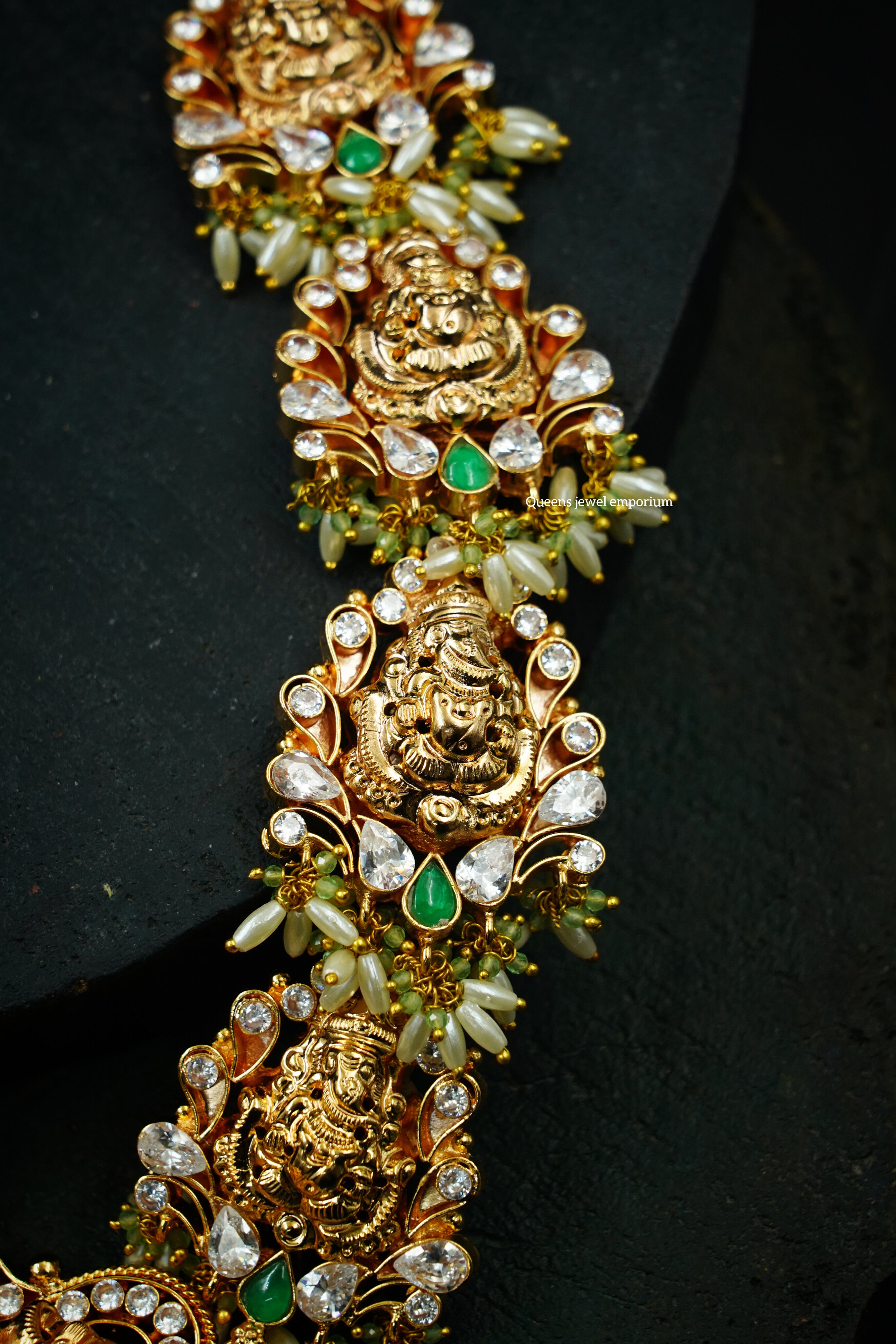 Vinayaga pearl motif haram-Bridal vinayaga temple haram