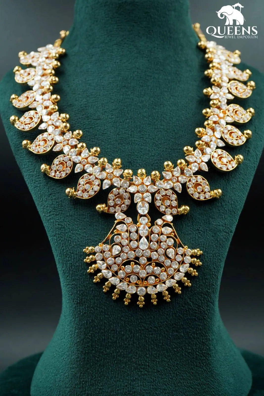 Elegant zircon stone haram-South indian zircon jewellery