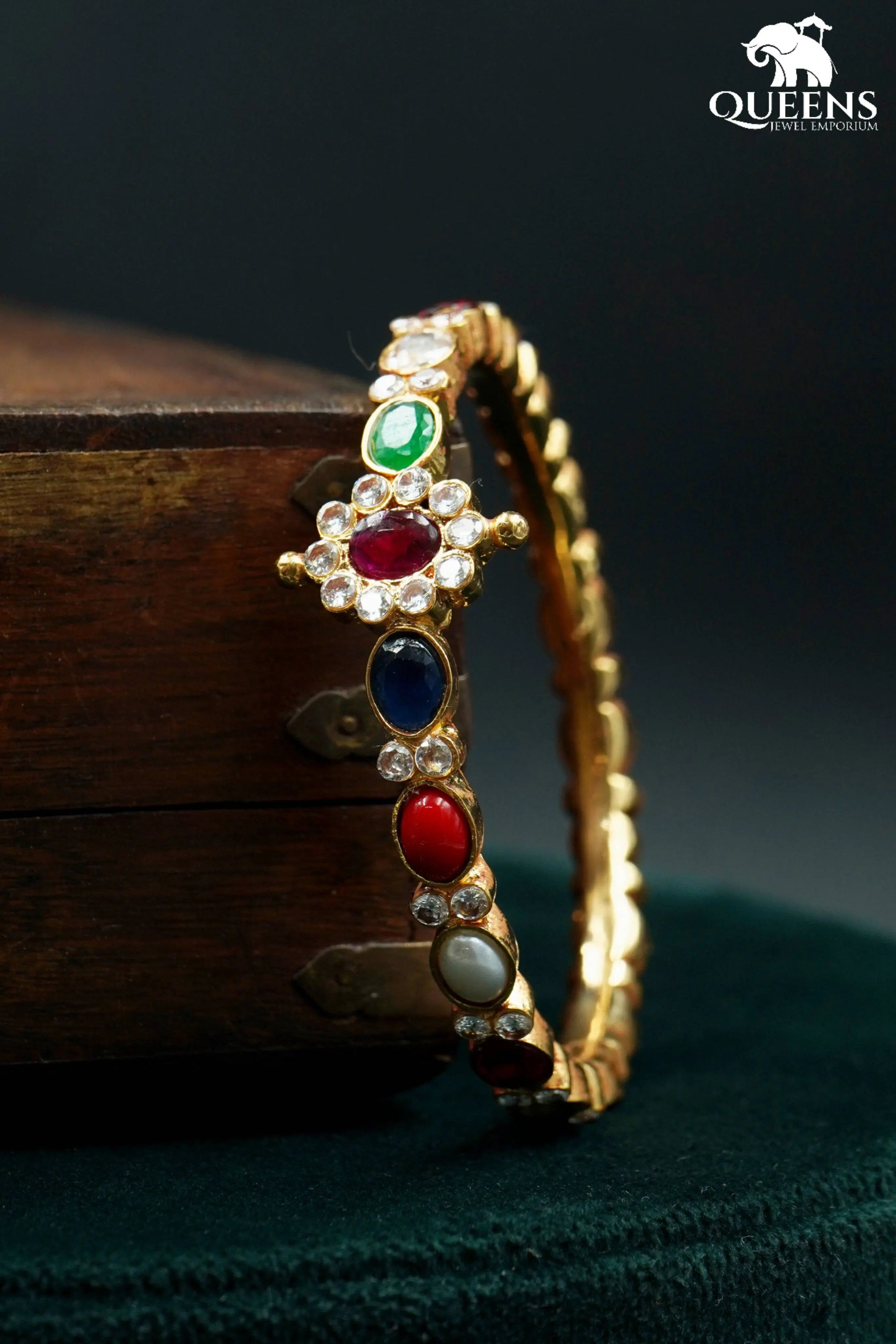 Traditional navaratna bangles-Grand kappu bangle design