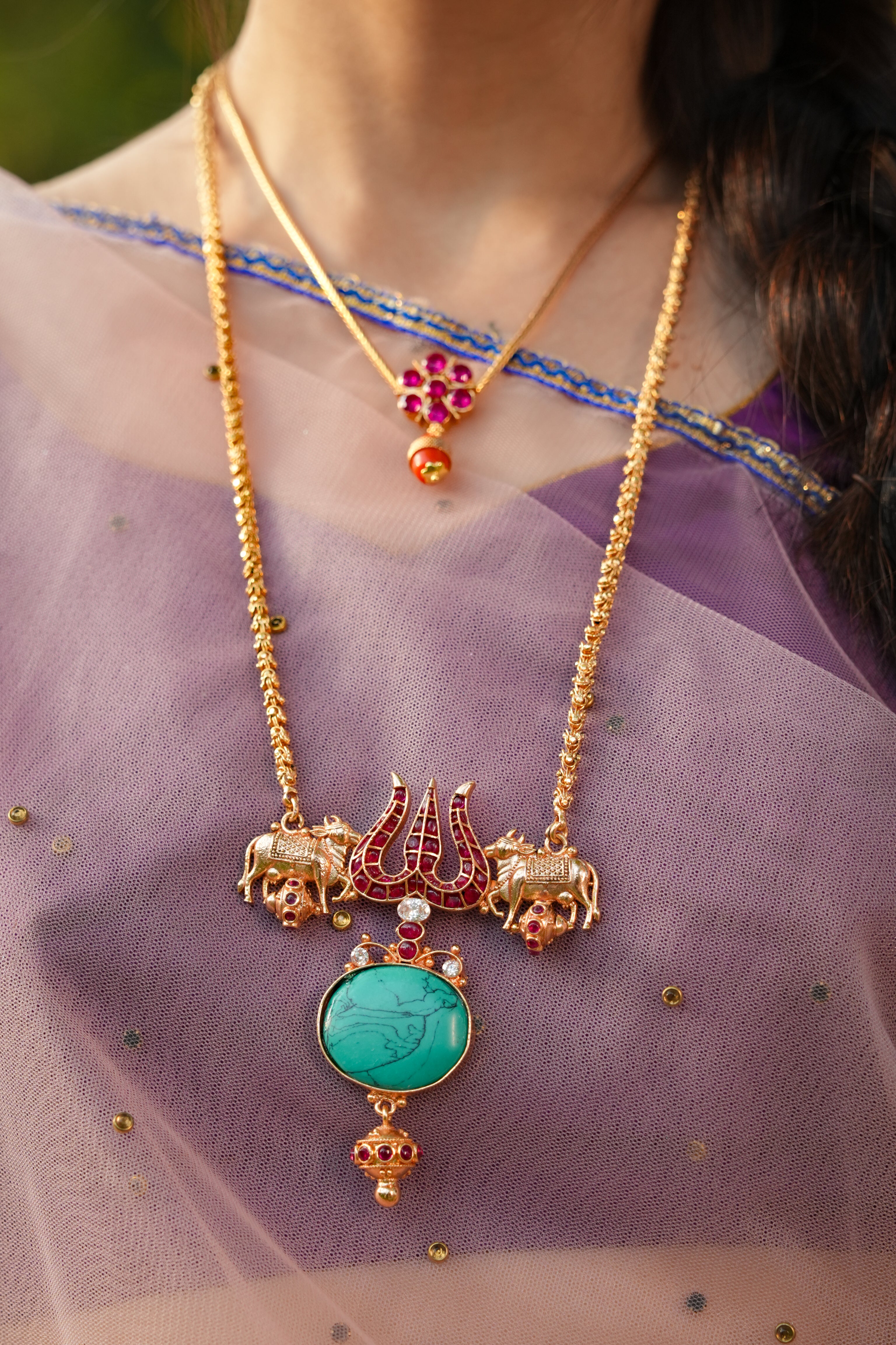 Trishul motif pendant-South indian jewellery