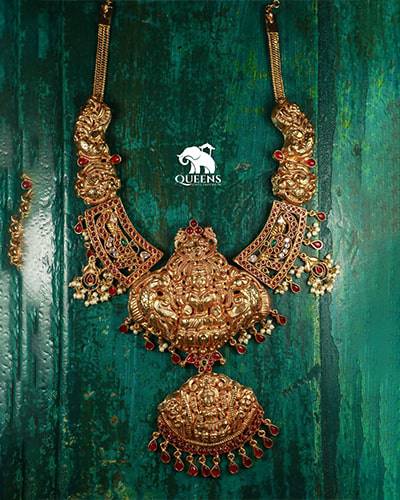GEJA LAKSHMI ANTIQUE HARAM - Queens Jewel Emporium
