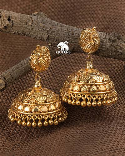 CHARU ANTIQUE JHUMKA - Queens Jewel Emporium