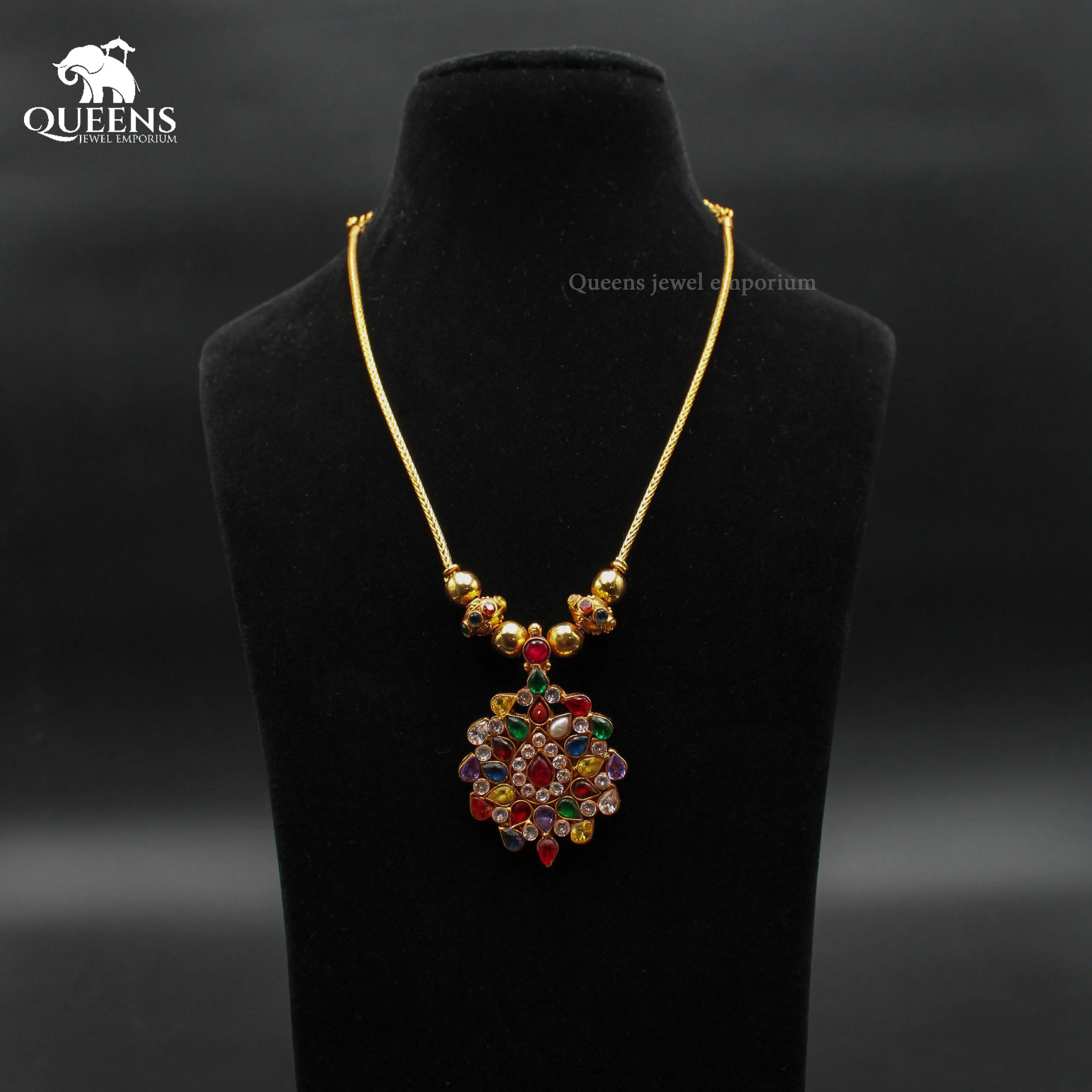 BAWANA KODI NECKLACE - NAVARATNA - Queens Jewel Emporium