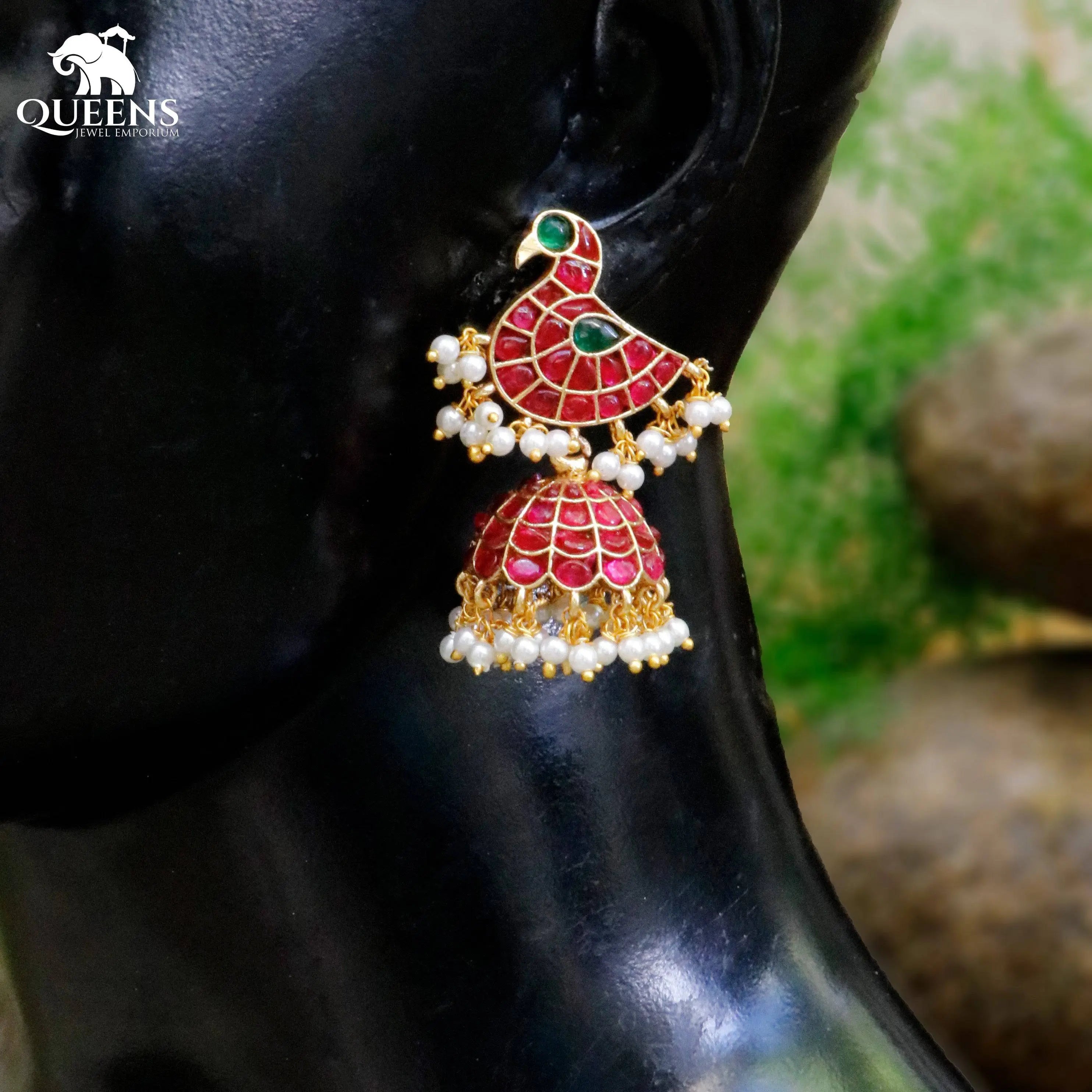 DITHARA PEACOCK JHUMKA - Queens Jewel Emporium