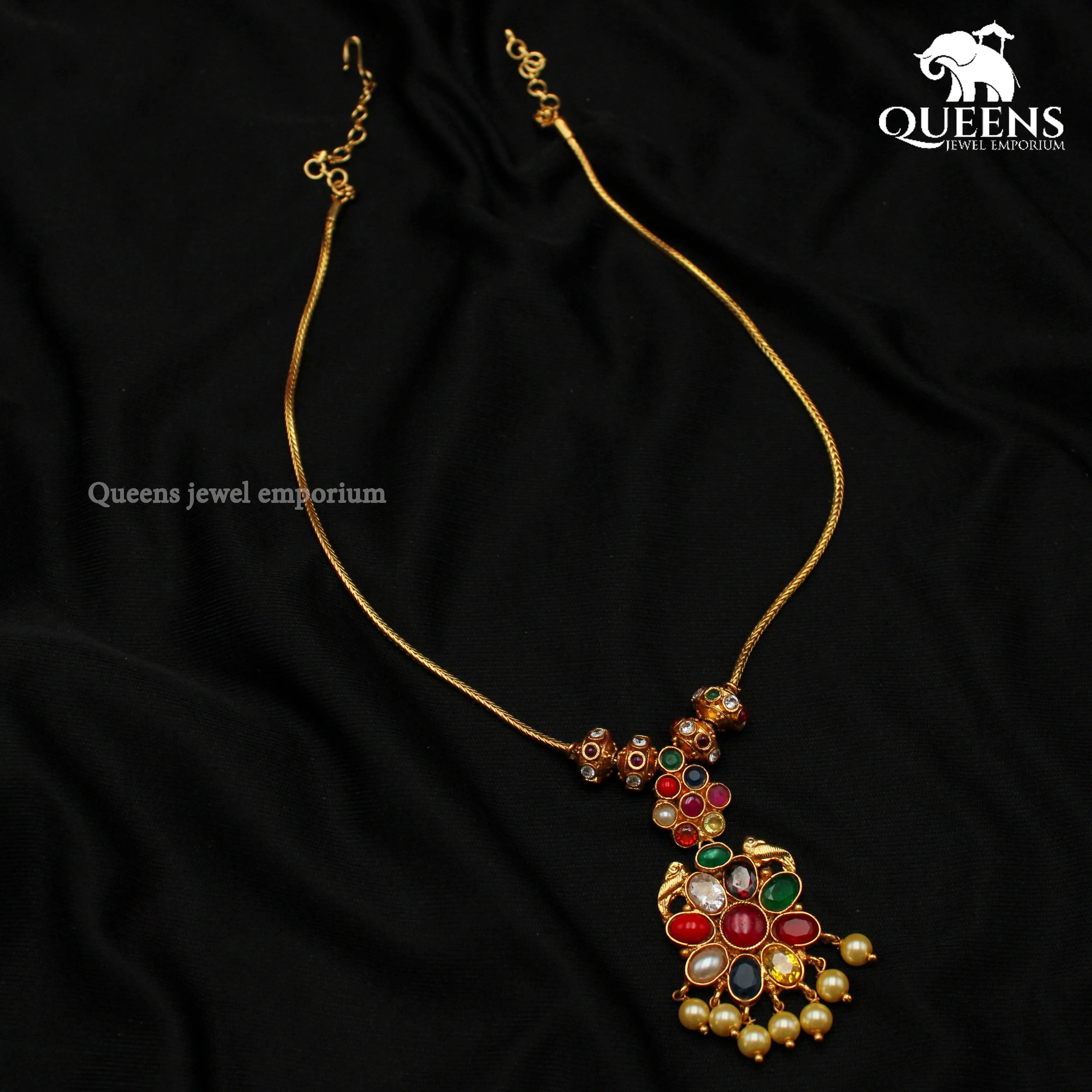 GAYATHRI NAVARATNA NECKLACE - Queens Jewel Emporium