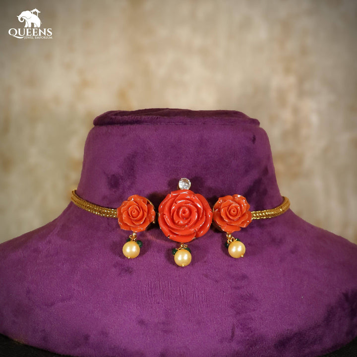 ROJA CHOKER - CORAL - Queens Jewel Emporium