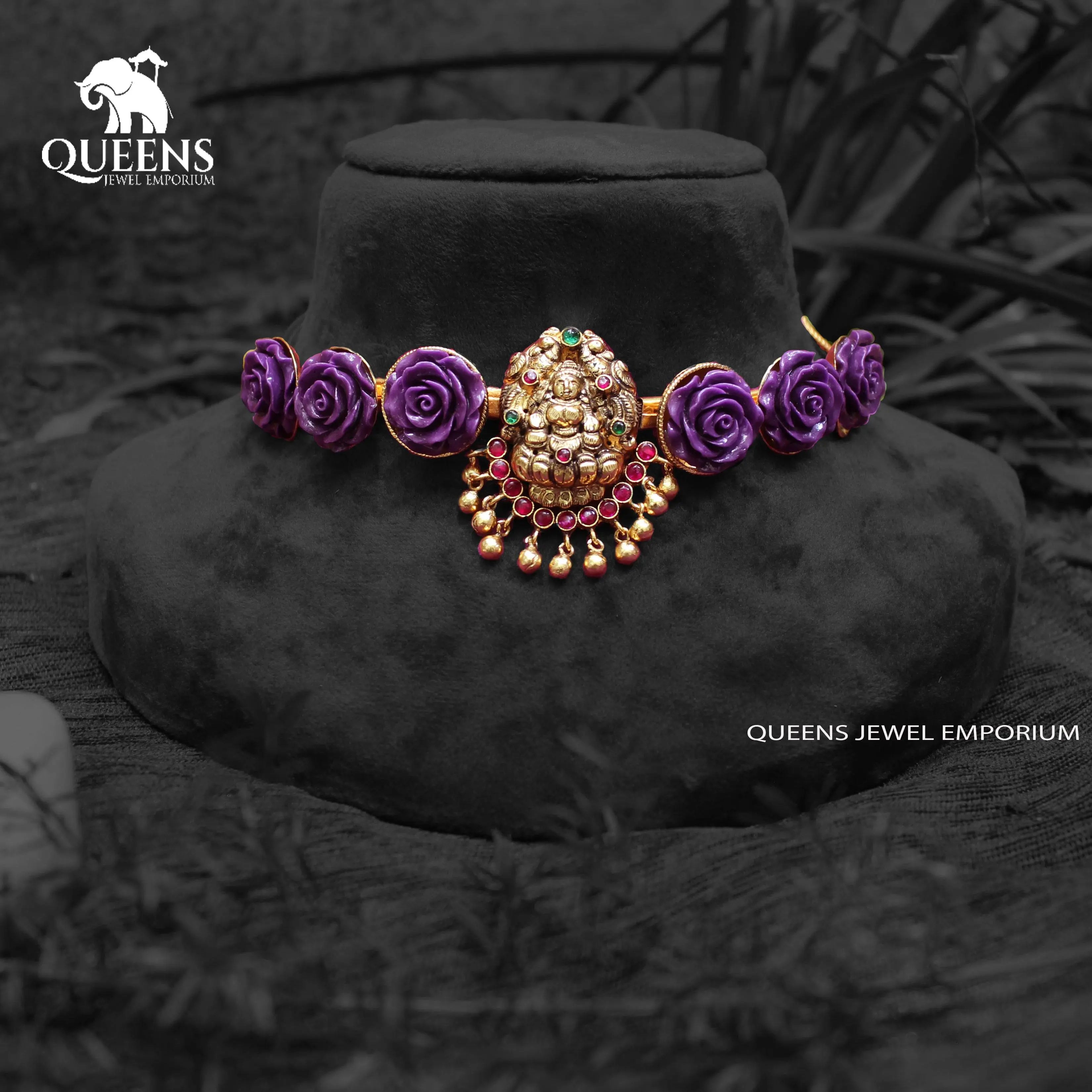 MALAR PURPLE CORAL NAHAAS CHOKER - Queens Jewel Emporium