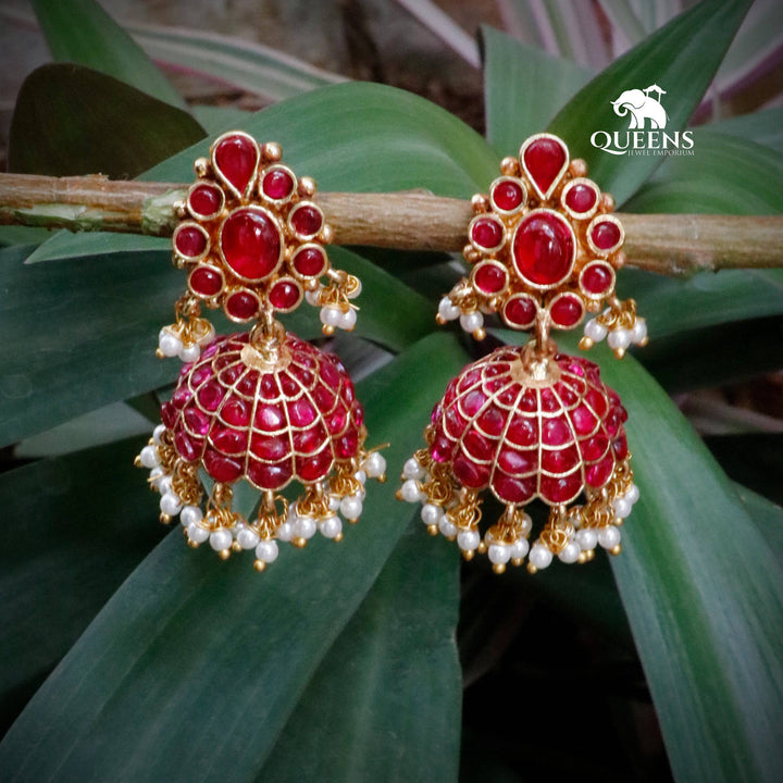 SMITHA KEMP JHUMKA -PINK - Queens Jewel Emporium