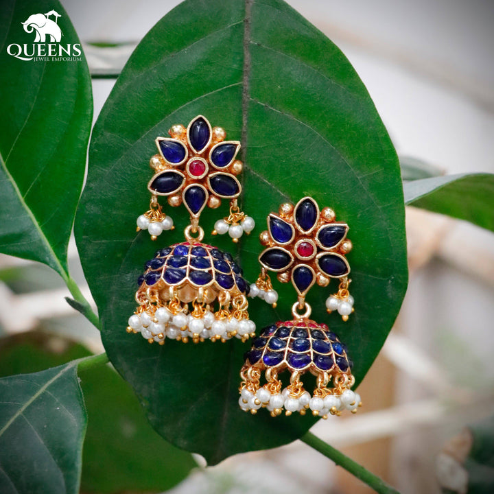 SARA KEMP JHUMKA -BLUE - Queens Jewel Emporium