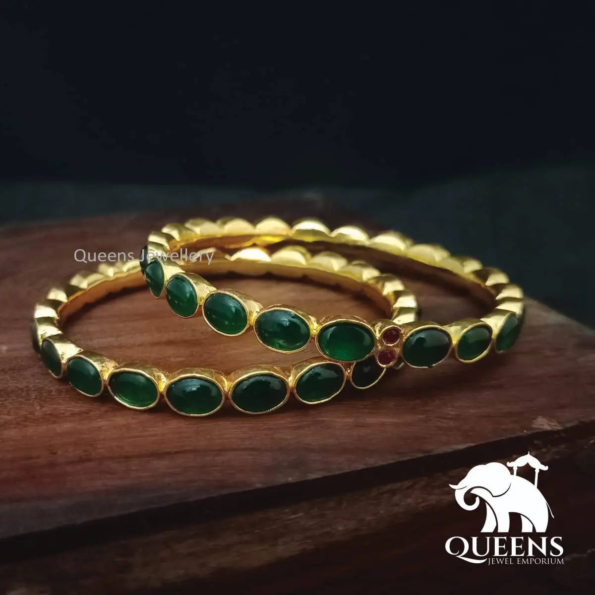 MYVIZHI KEMP BANGLE - GREEN - Queens Jewel Emporium