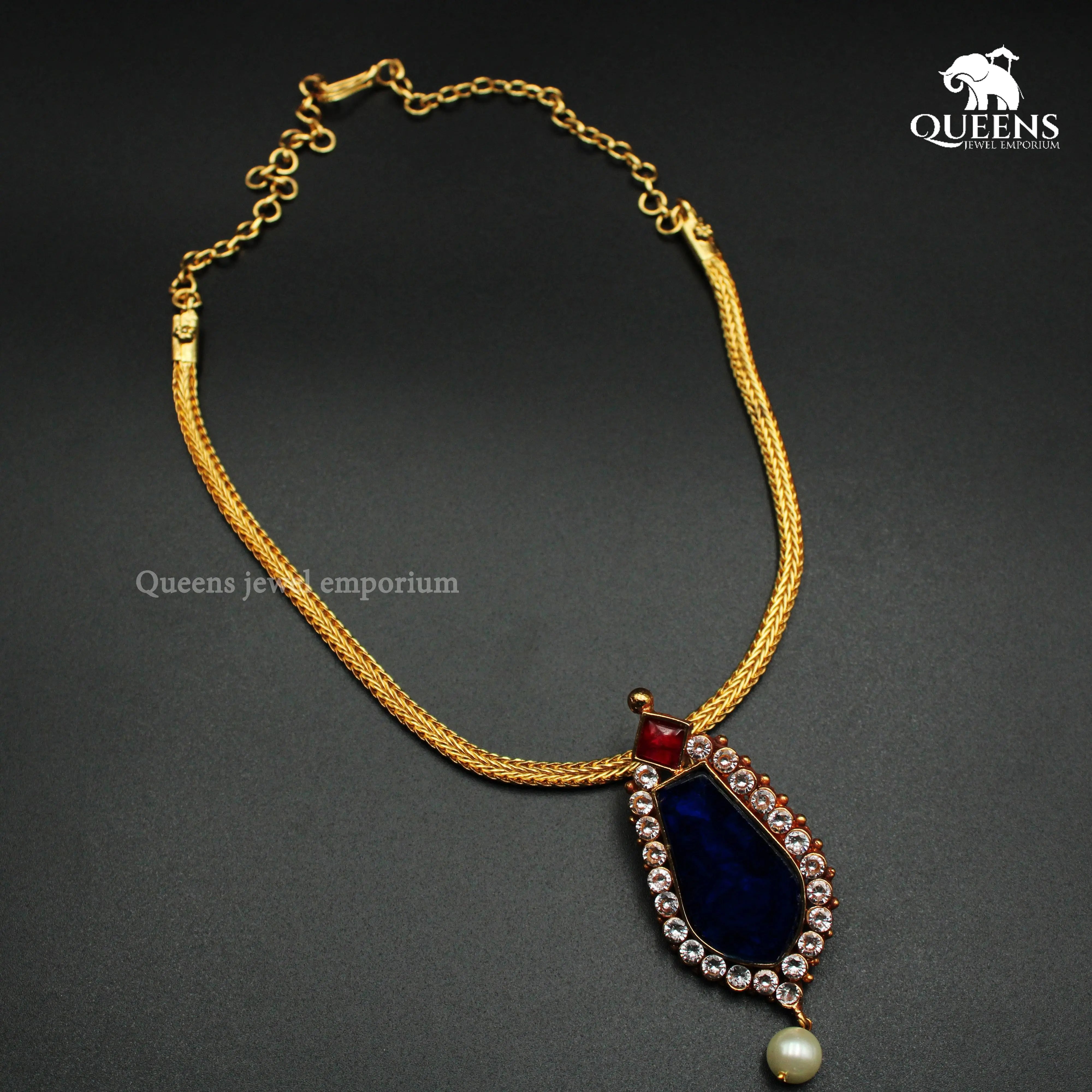 NAGAPADAM PENDANT - BLUE - Queens Jewel Emporium