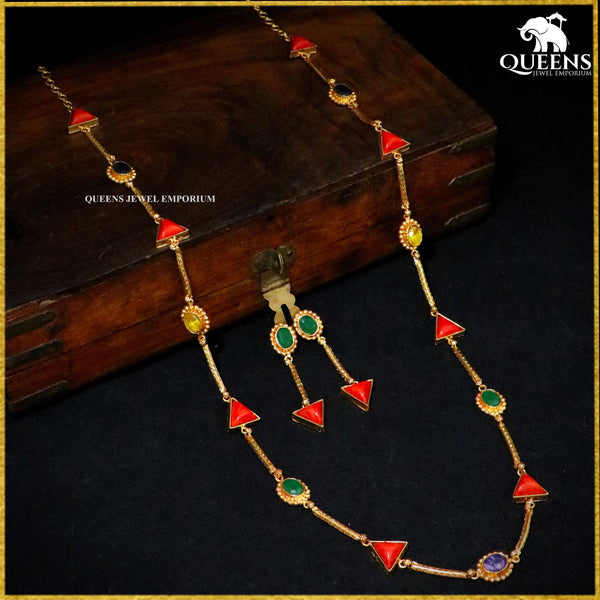 PAVITHA CORAL CHAIN WITH EARRINGS - Queens Jewel Emporium