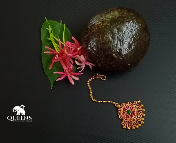 NARAYANI ANTIQUE HAIR TIKKA - Queens Jewel Emporium