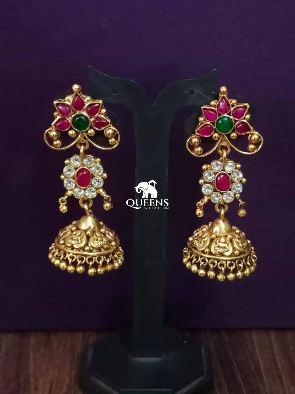 SEETHAL KEMP JHUMKA - Queens Jewel Emporium