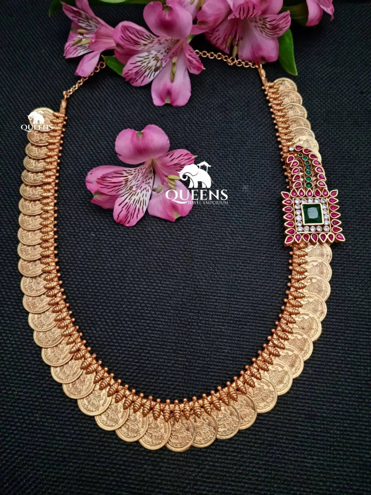 Lakshmi kasumala haram with mugappu-Kasumala for silk sarees